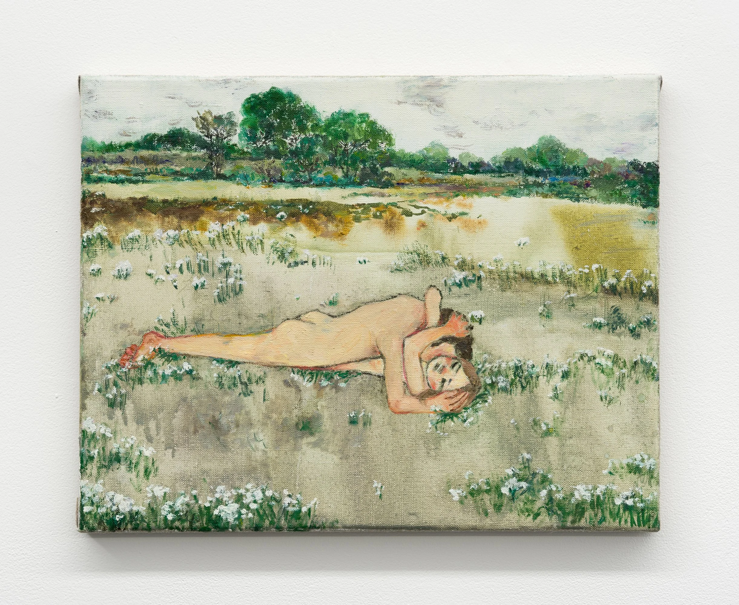 Sink In, 2025
Oil and watercolor on linen
11⅛ x 14 in