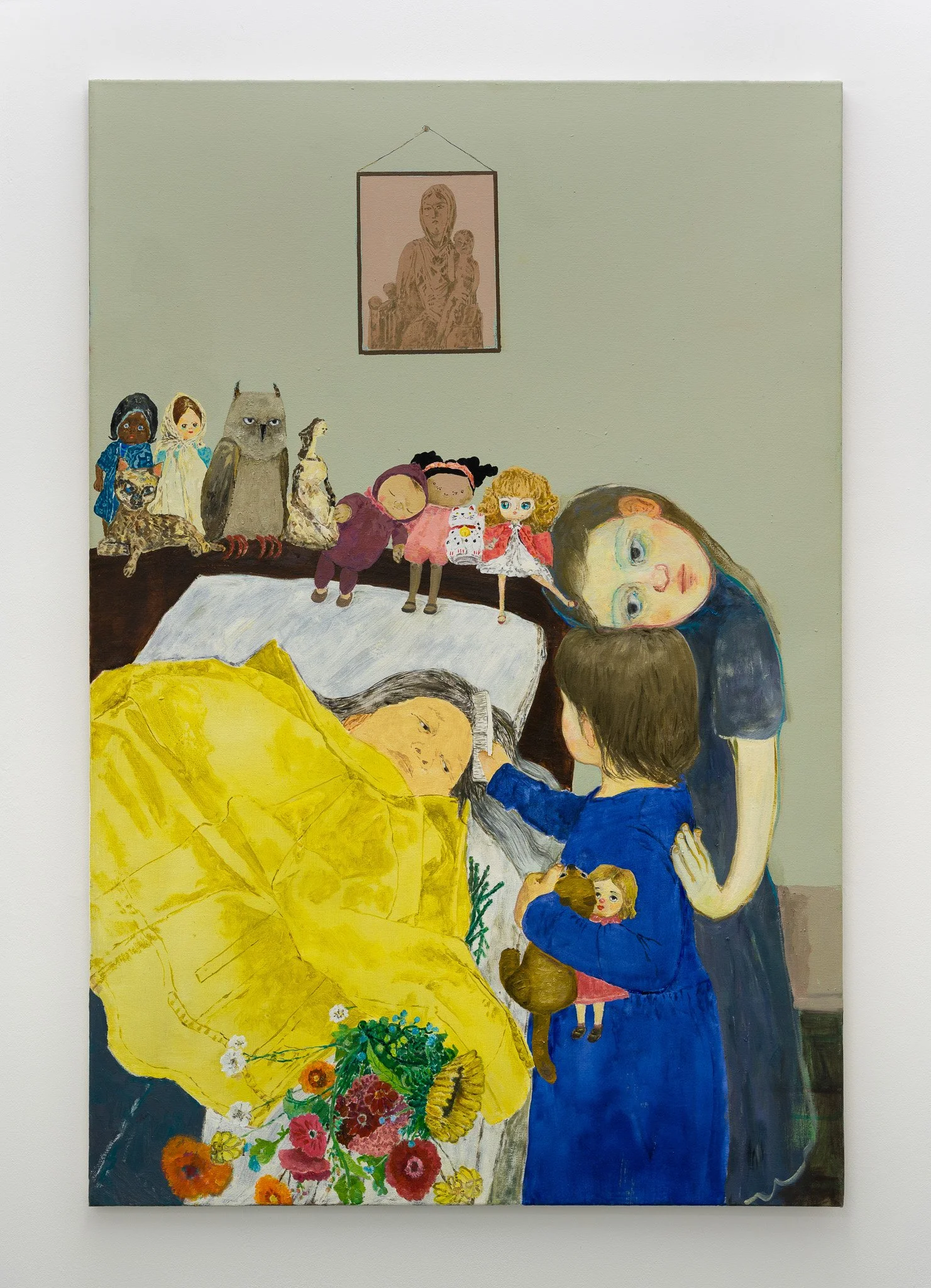 Bedside, 2025
Oil, acrylic, and watercolor on canvas
50⅛ x 33½ in