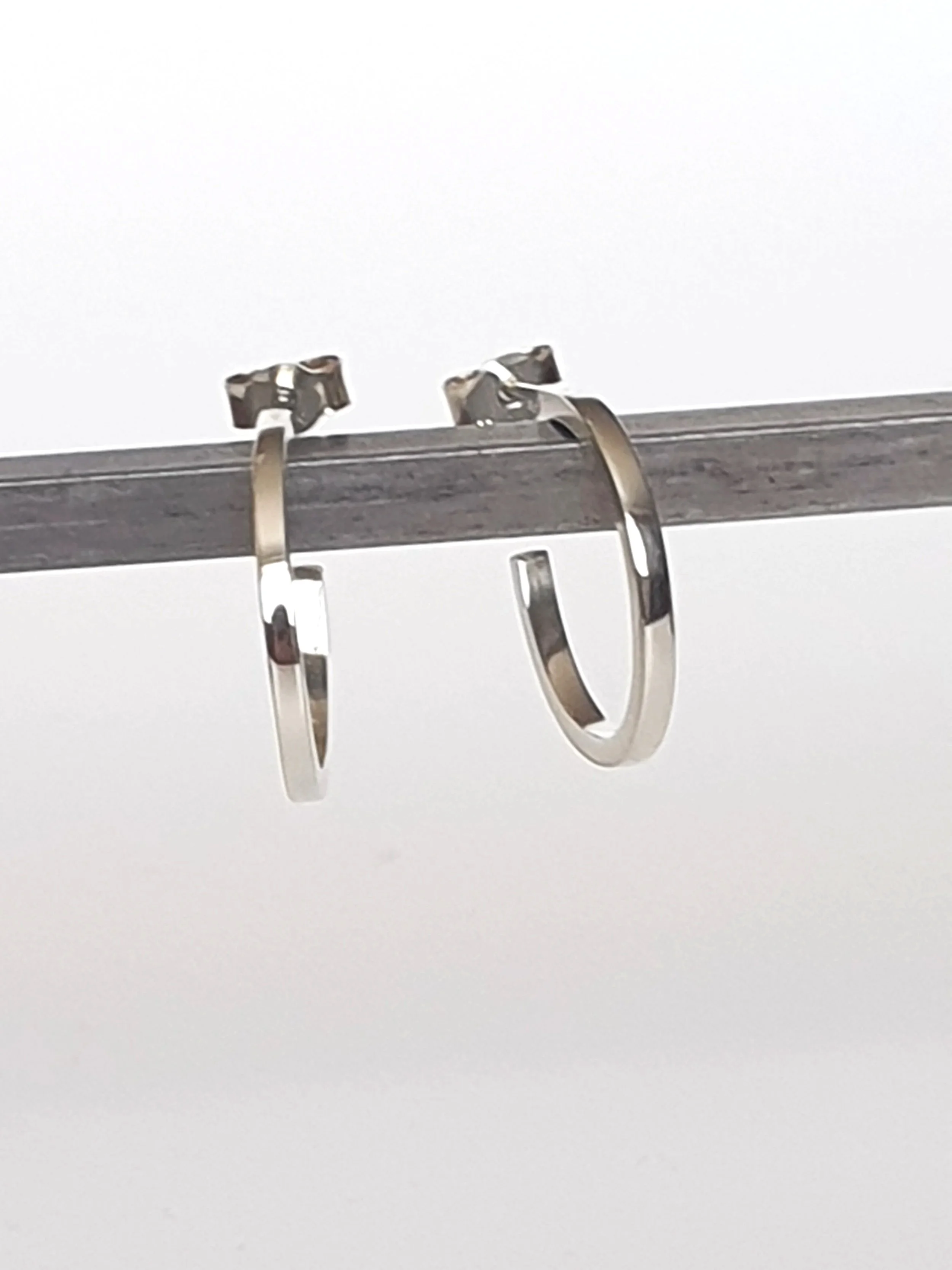 9ct White Gold Stud Hoop Earrings