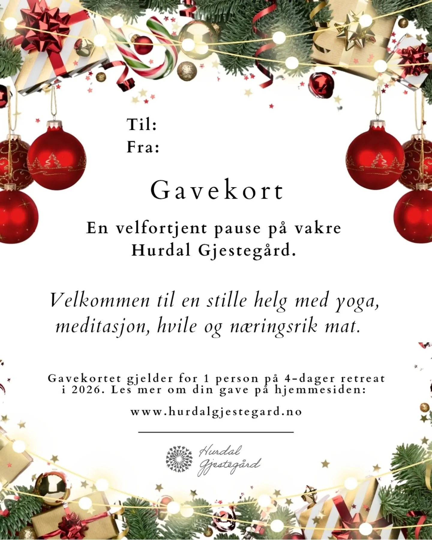 ✨️20 % rabatt p&aring; valgfri retreat! ✨️ Kjenner du noen som er litt stresset? Som har alt og ikke trenger flere ting? En som kanskje ikke prioriterer seg selv s&aring; ofte? 

Da har jeg den perfekte julegaven for deg:
🎁 Et gavekort p&aring; en s