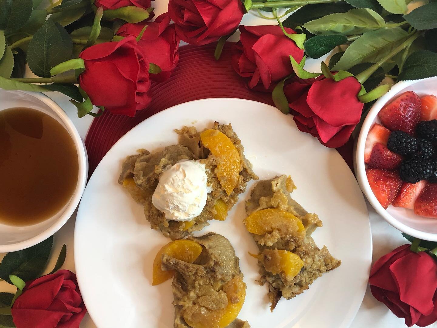 Peach Puff Pancake recipe in Holly&rsquo;s B&amp;B Test kitchen. Link in Bio. #romancebooks #romancereadersofinstagram #romanceauthor #romanceauthorsofinstagram #romancenovels #romancenovel #recipes #bedandbreakfast #bedandbreakfastrecipes #thelegacy