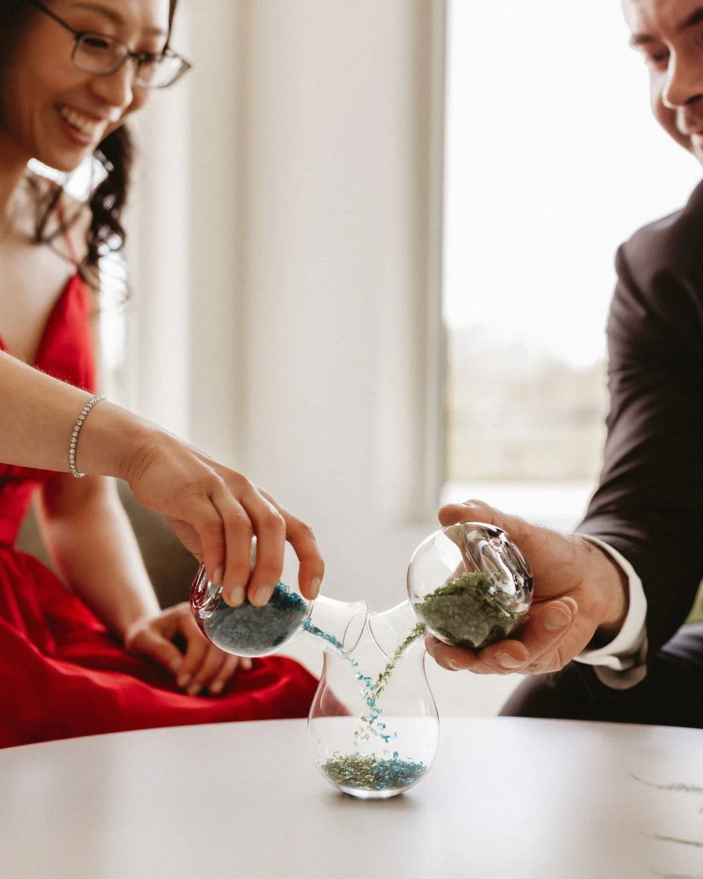 A couple during their sand ceremony