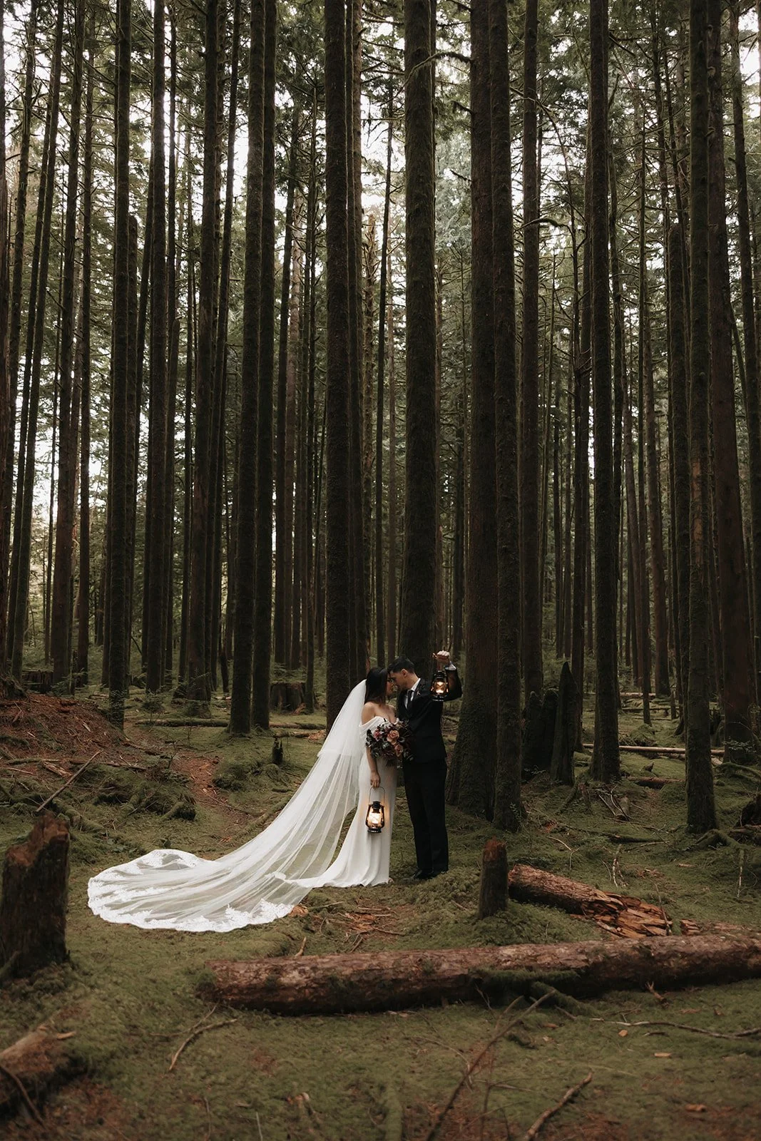 Eloping in a forest clearing