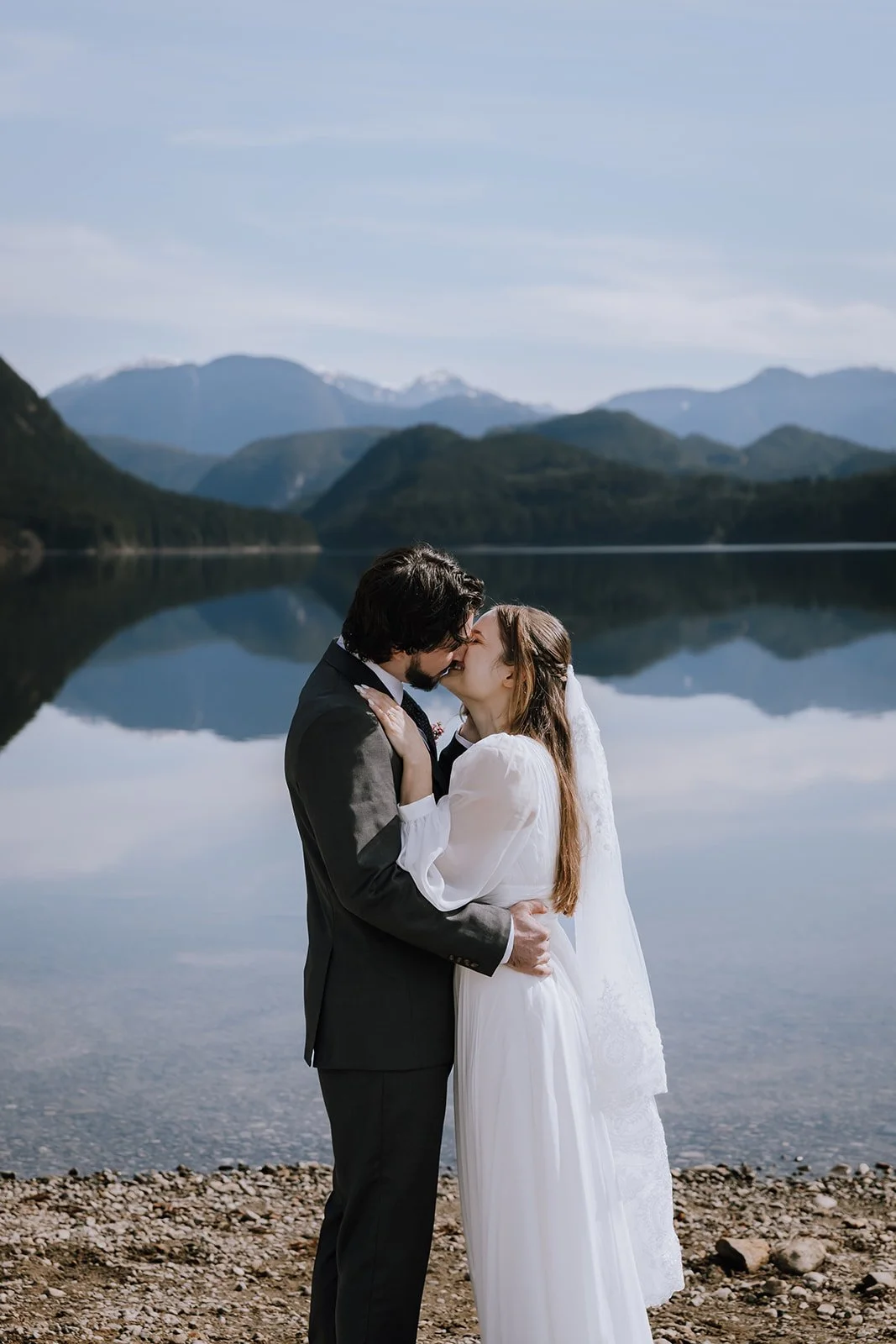 A bride and groom eloping at Golden Ears Provincial Park