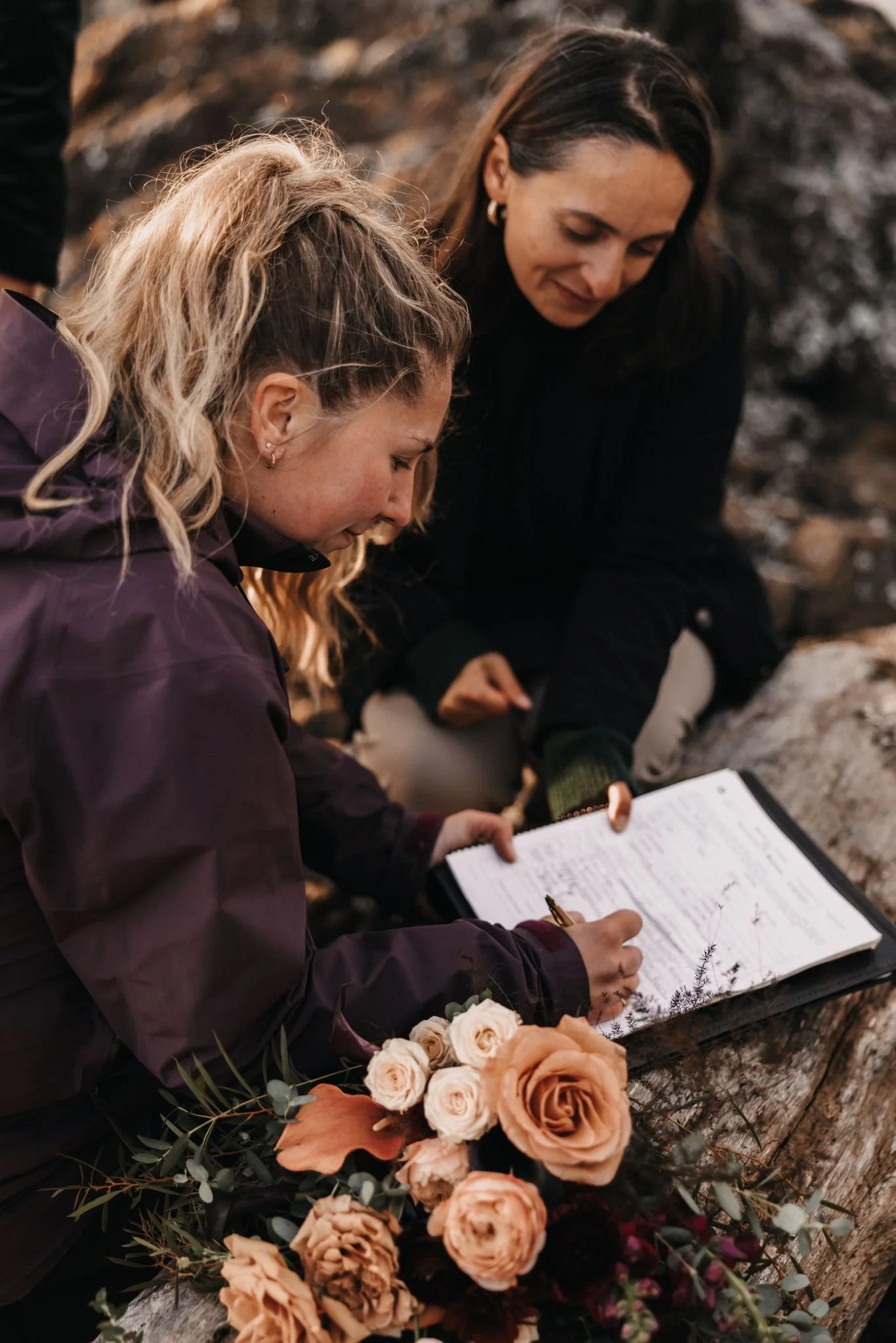 Elopement paperwork moment with Jocelyn Bacon