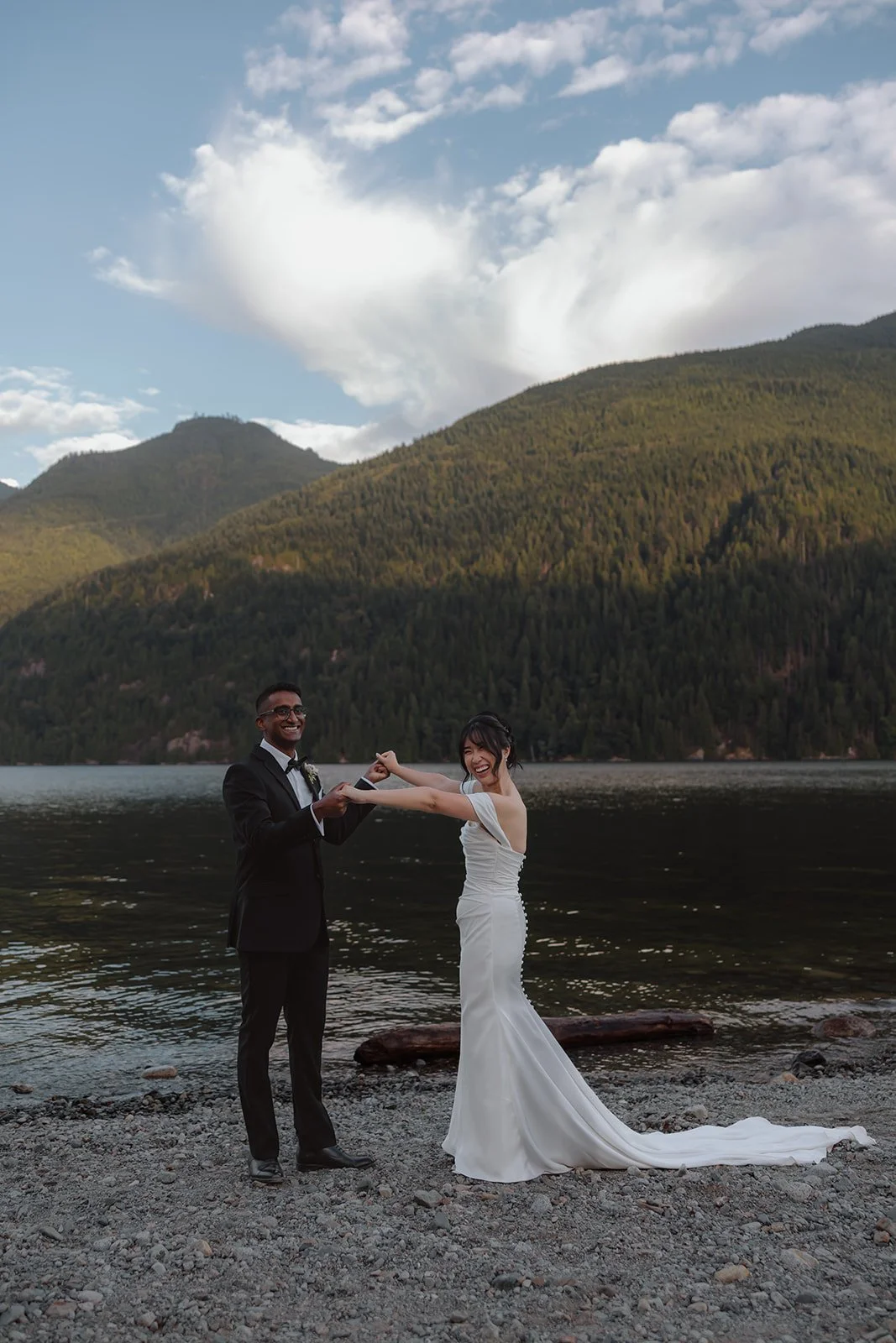After an elopement ceremony at Alouette Lake North Beach in British Columbia.