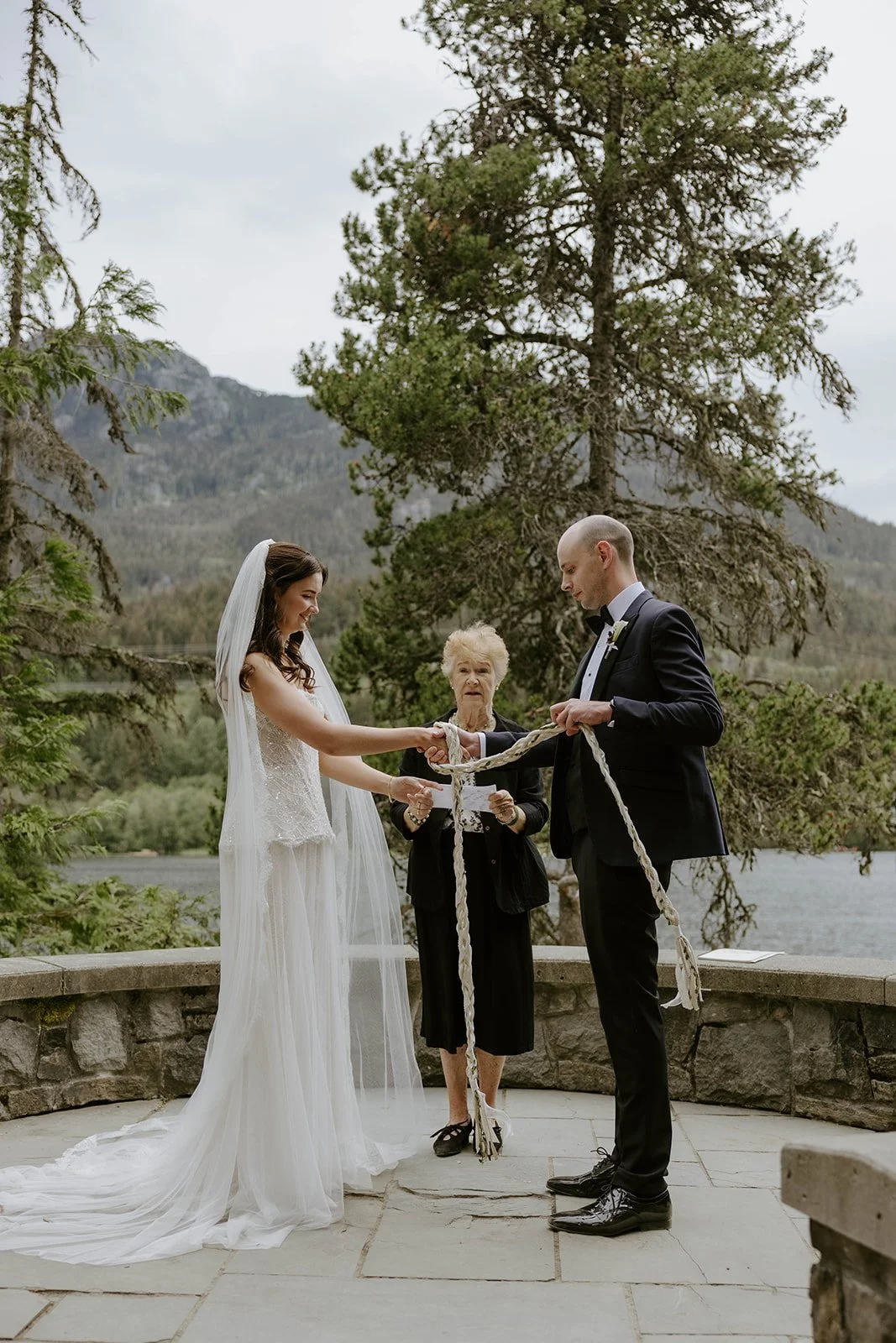 A handfasting ceremony in Stone Circle in Whistler