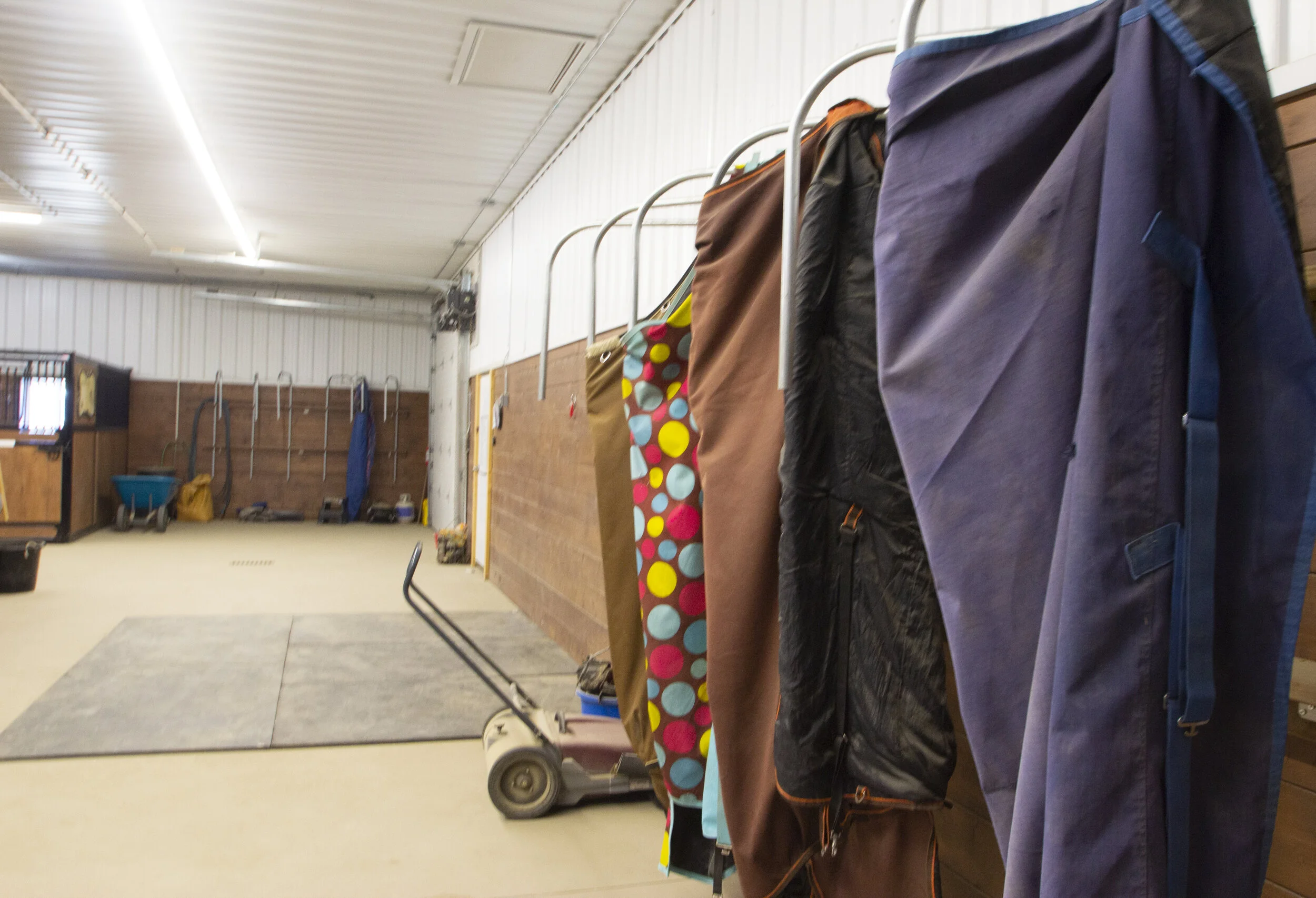Blanket and tack storage for boarders. 