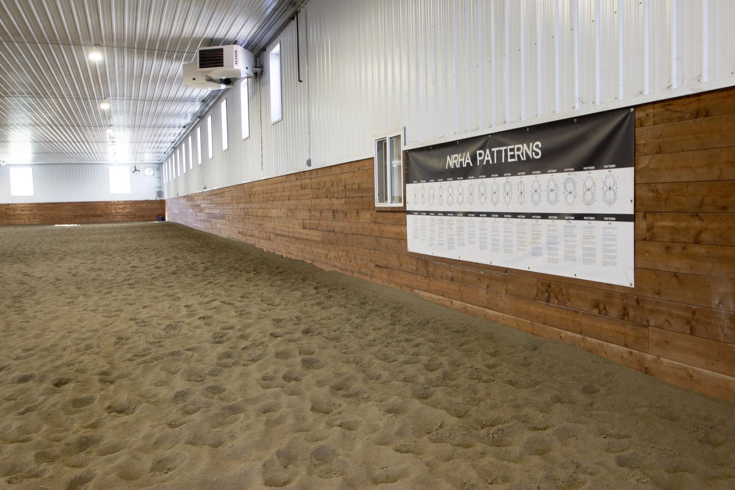 Footing in the arena is particularly suited to reining. 