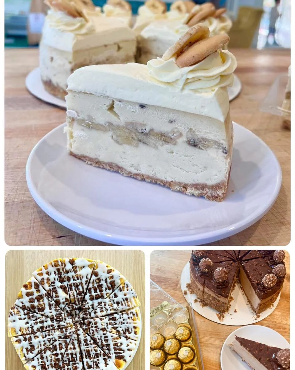 We are stocked up with cheesecake flavors this week! 

Cinnamon Bun 
Ferraro Rocher 
Pistachio 
Banana Puddin 
White Chocolate Peppermint Bark 
Cookie Butter 

Going to a friends for dinner? Come grab some slices. Have seasonal depression because it&