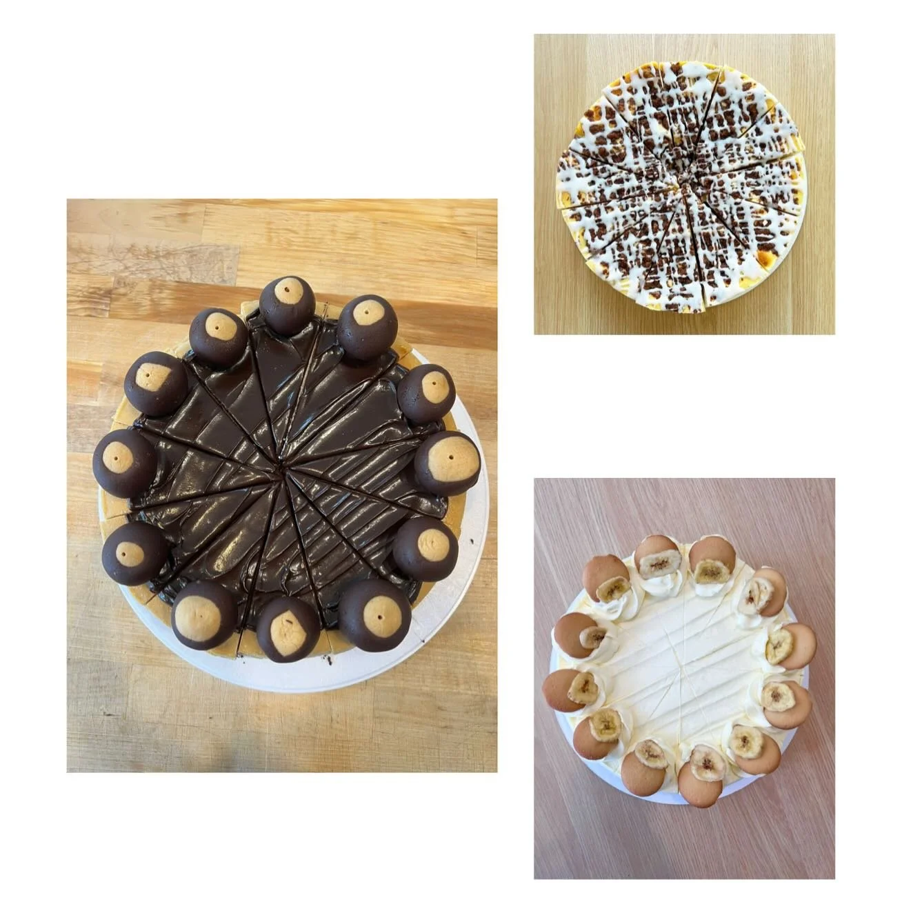 Stop by the bakery to try to one of our cheesecakes! Currently in stock we have buckeye, banana Puddin, cinnamon bun and strawberry matcha. We are open until 3 today!