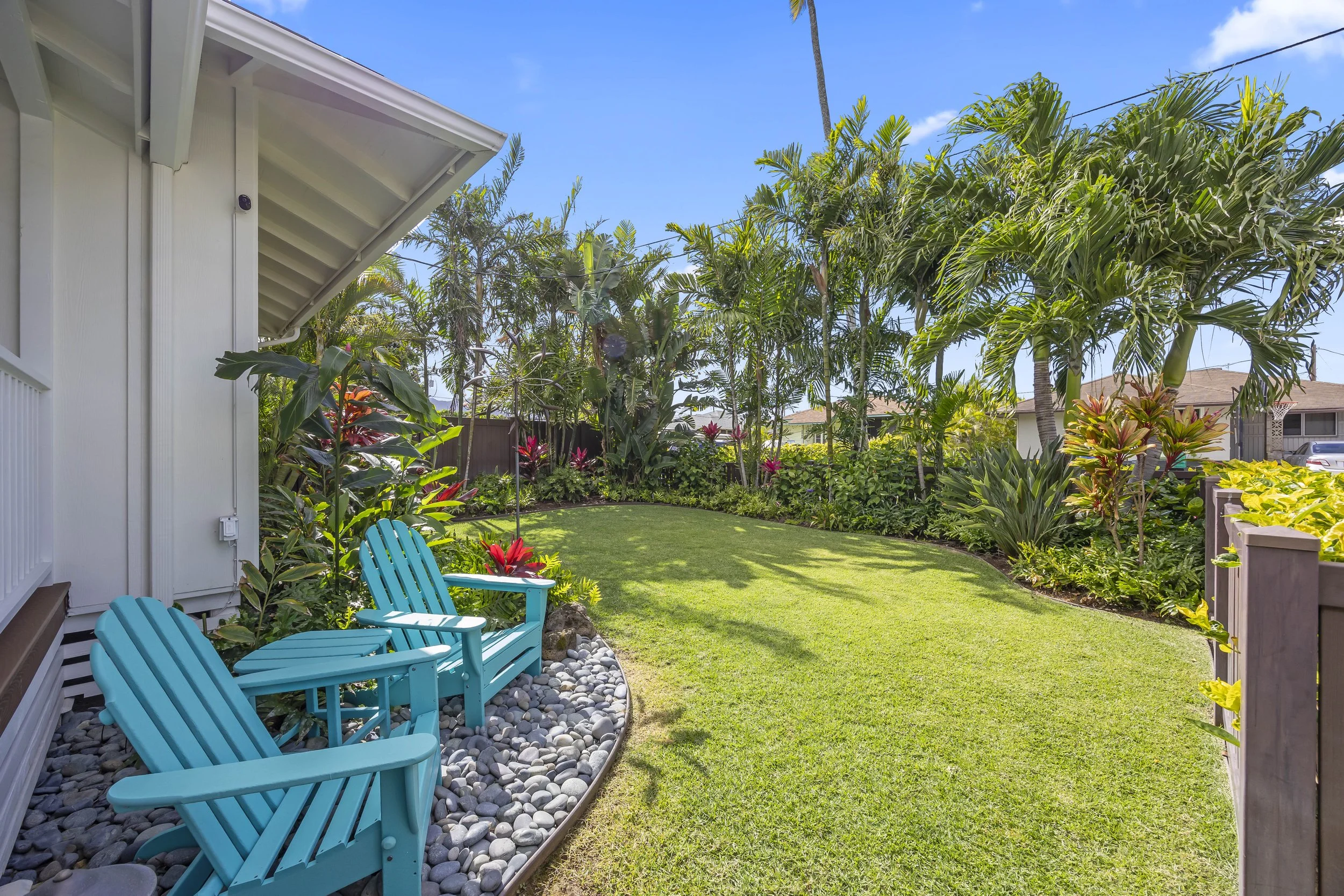 Fully gated front yard with a complete sprinkler system