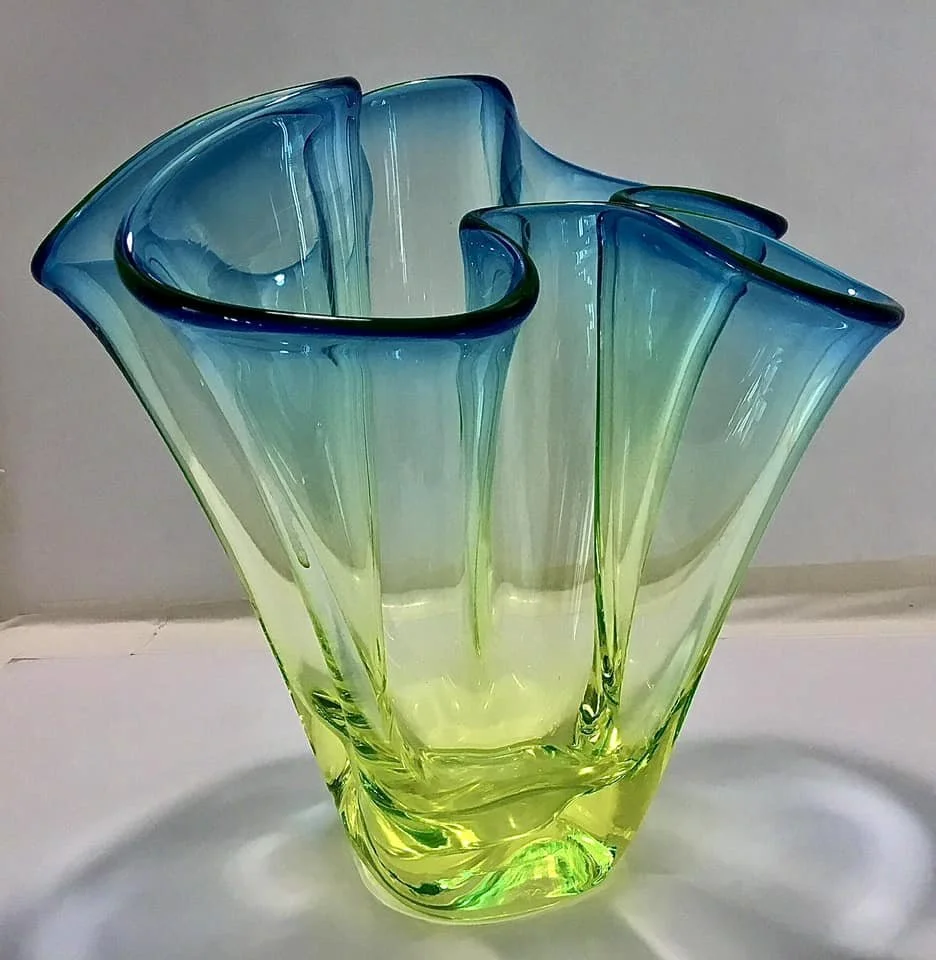 At present, Graham Thomas owns the only uranium fazzoletto vase found. Etched Chalet Canada.