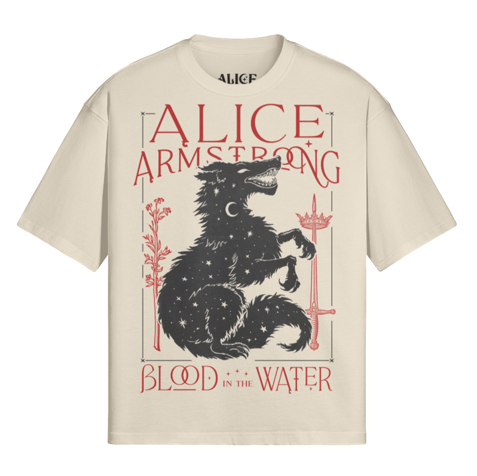 Blood in the Water Wolf Oversized Boxy Shirt Light (Up to 2XL)