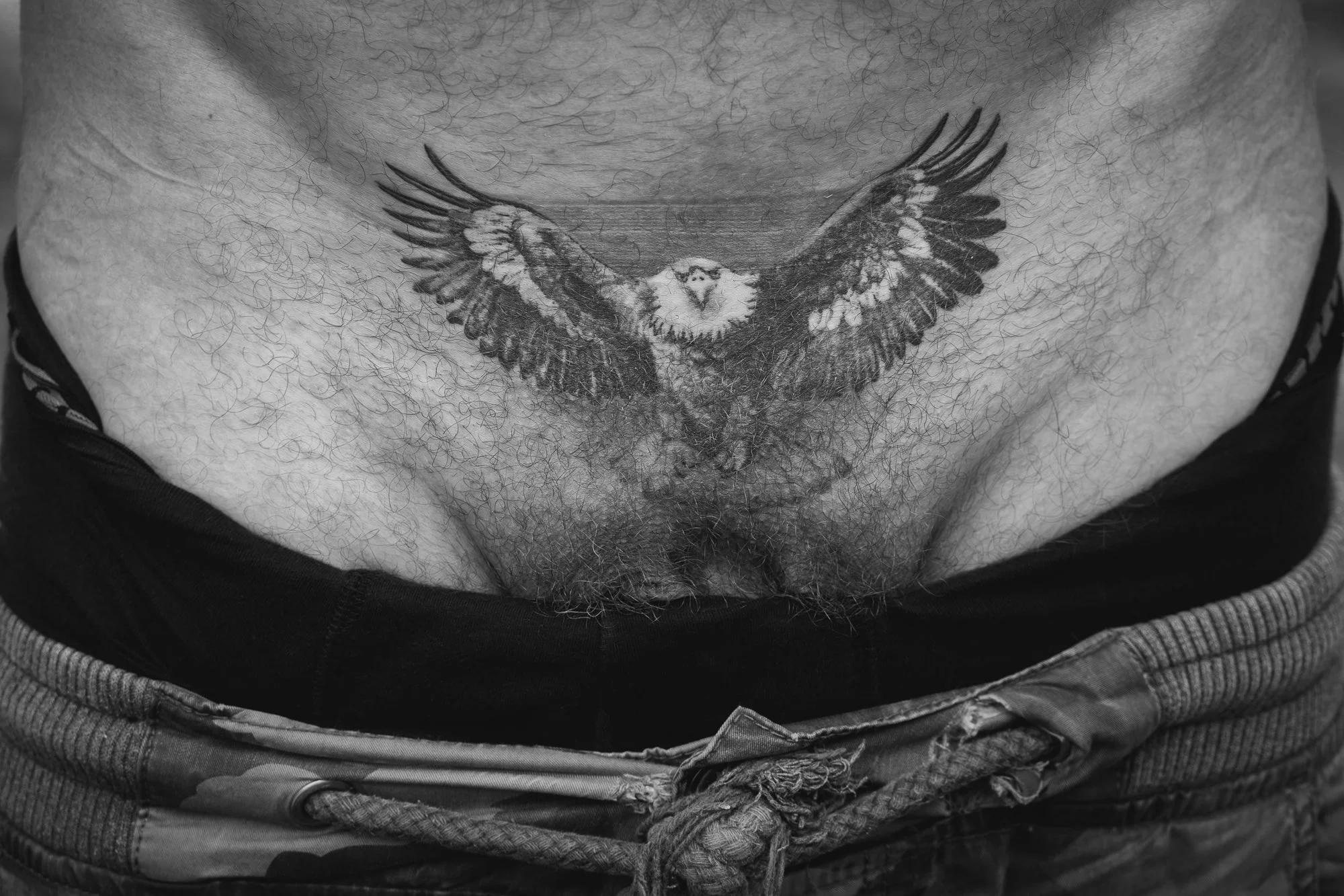 A man's eagle tattoo