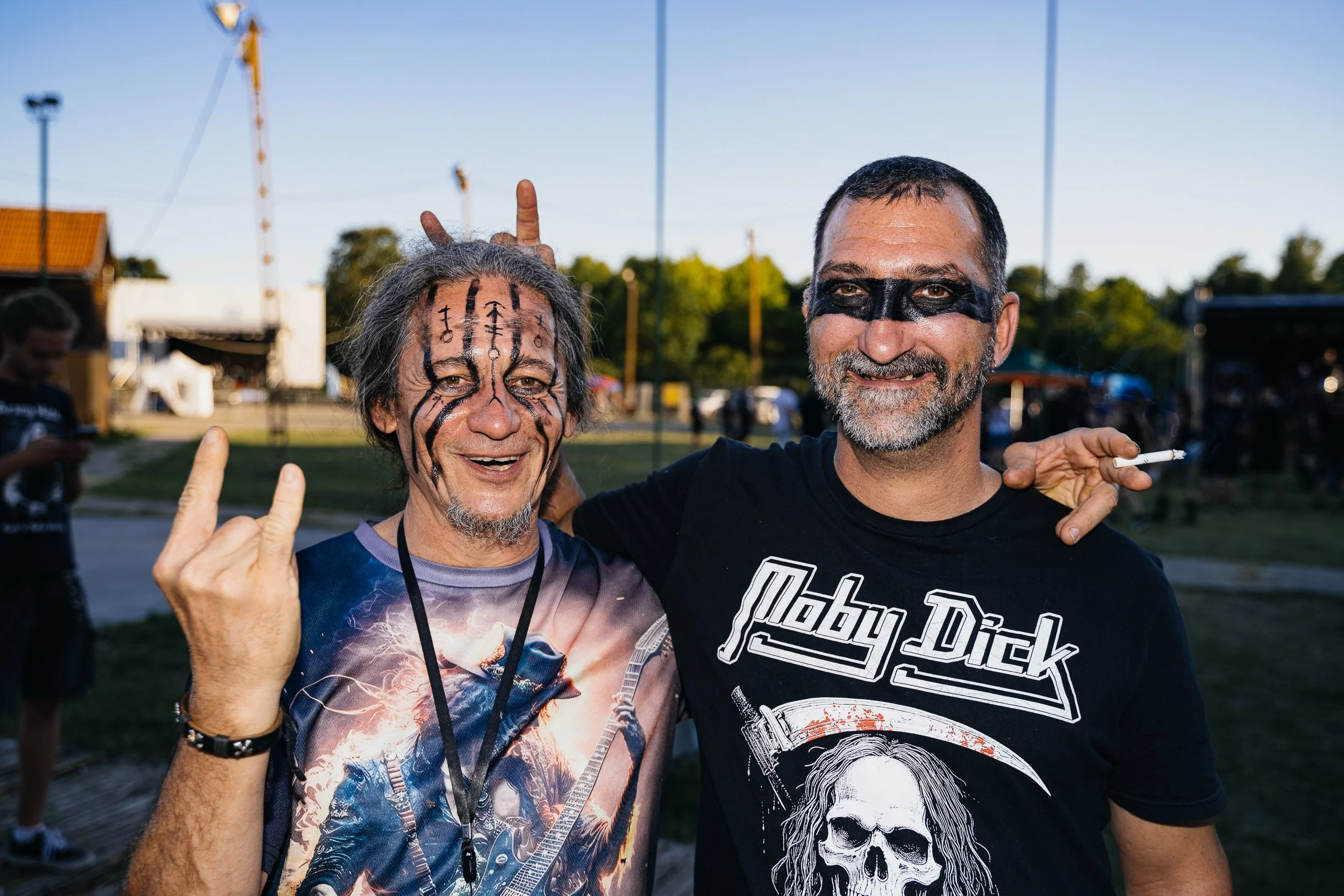 Visitors at a rock music festival