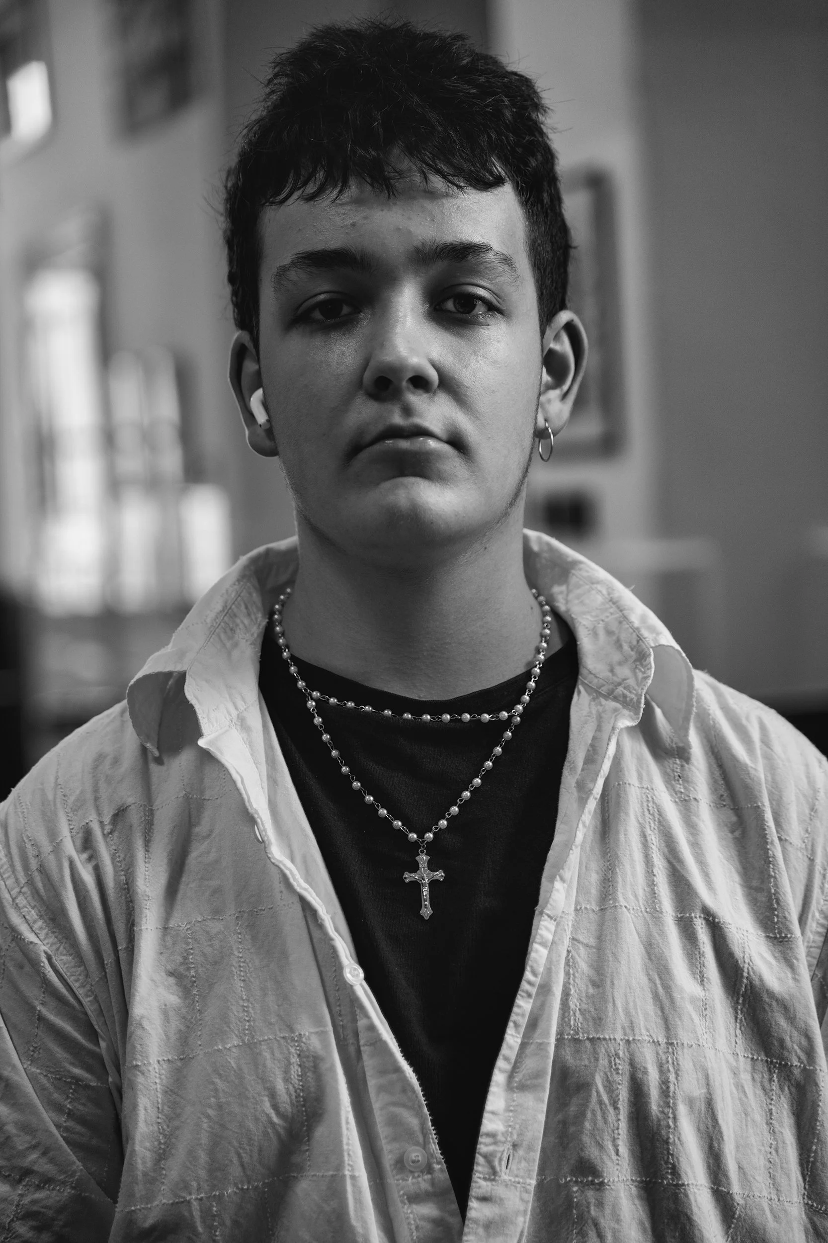 Portrait of Ákos, who studies art at a church school. 2025.