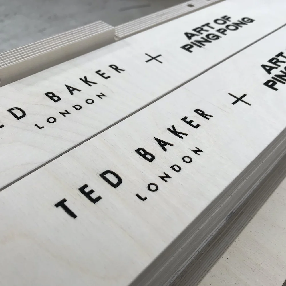 Laser engraved and branded furniture