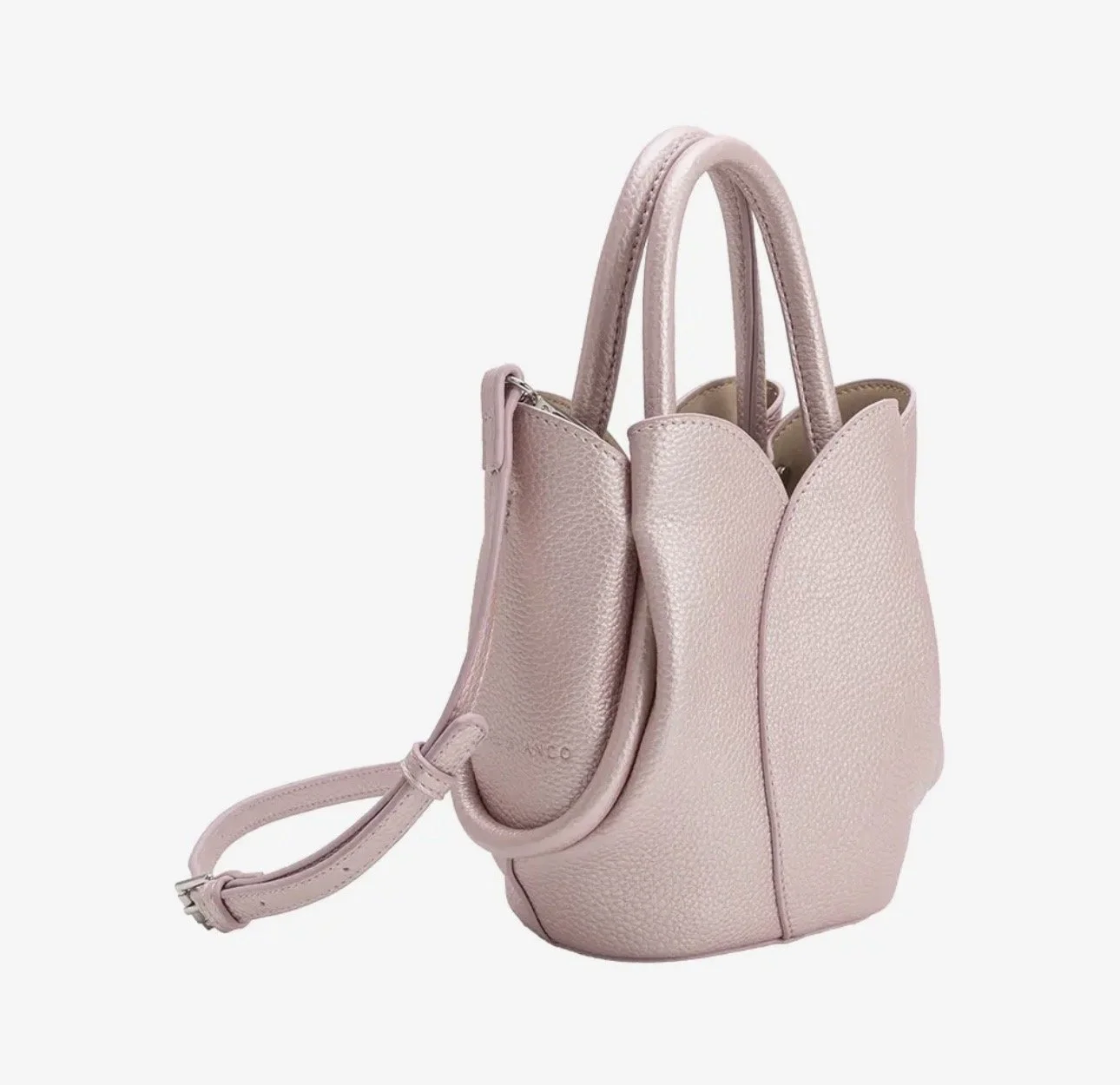 Melie Bianco Mini Tulip Top-Handled Crossbody Bag Metallic Pink