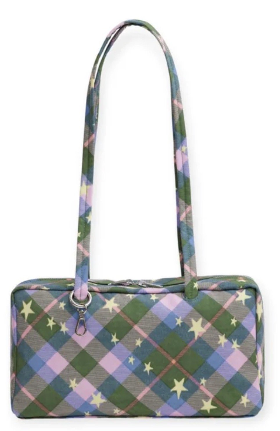 Baggu Nylon Bowler Bag Green Star Plaid