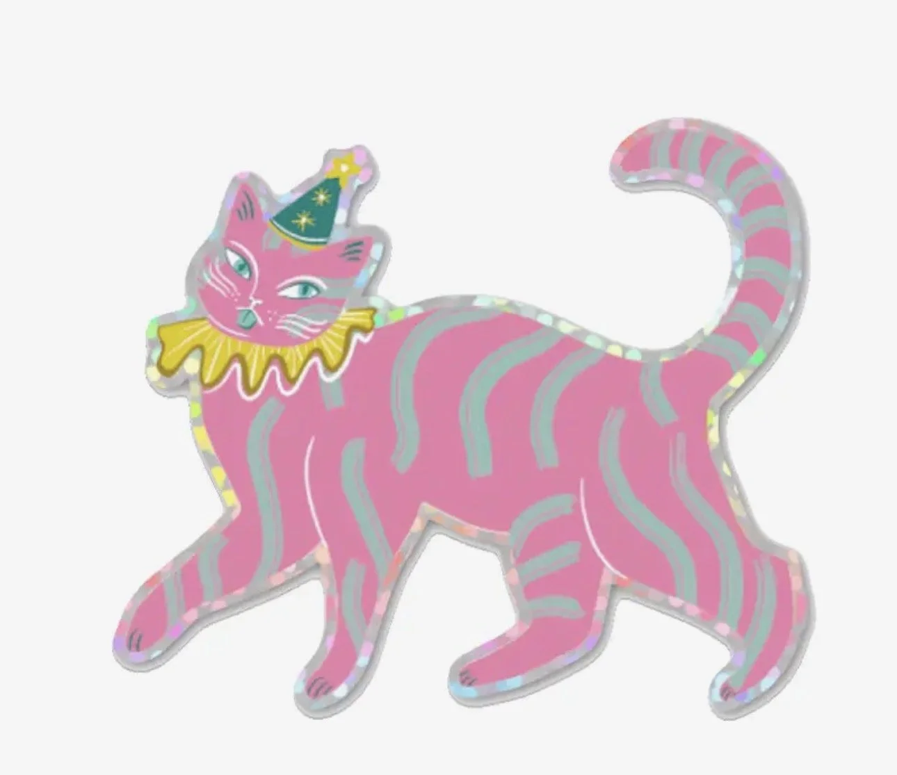 Big Party Pooper Kitty Glitter Sticker