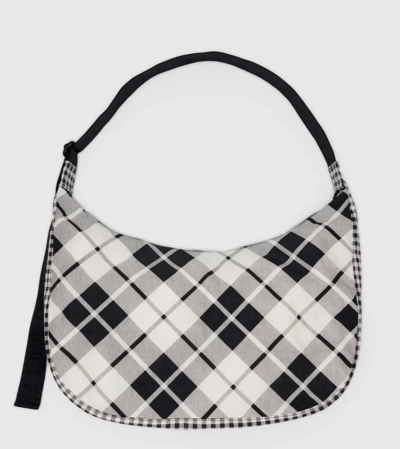 Large Nylon Crescent Bag Mixed Plaid
