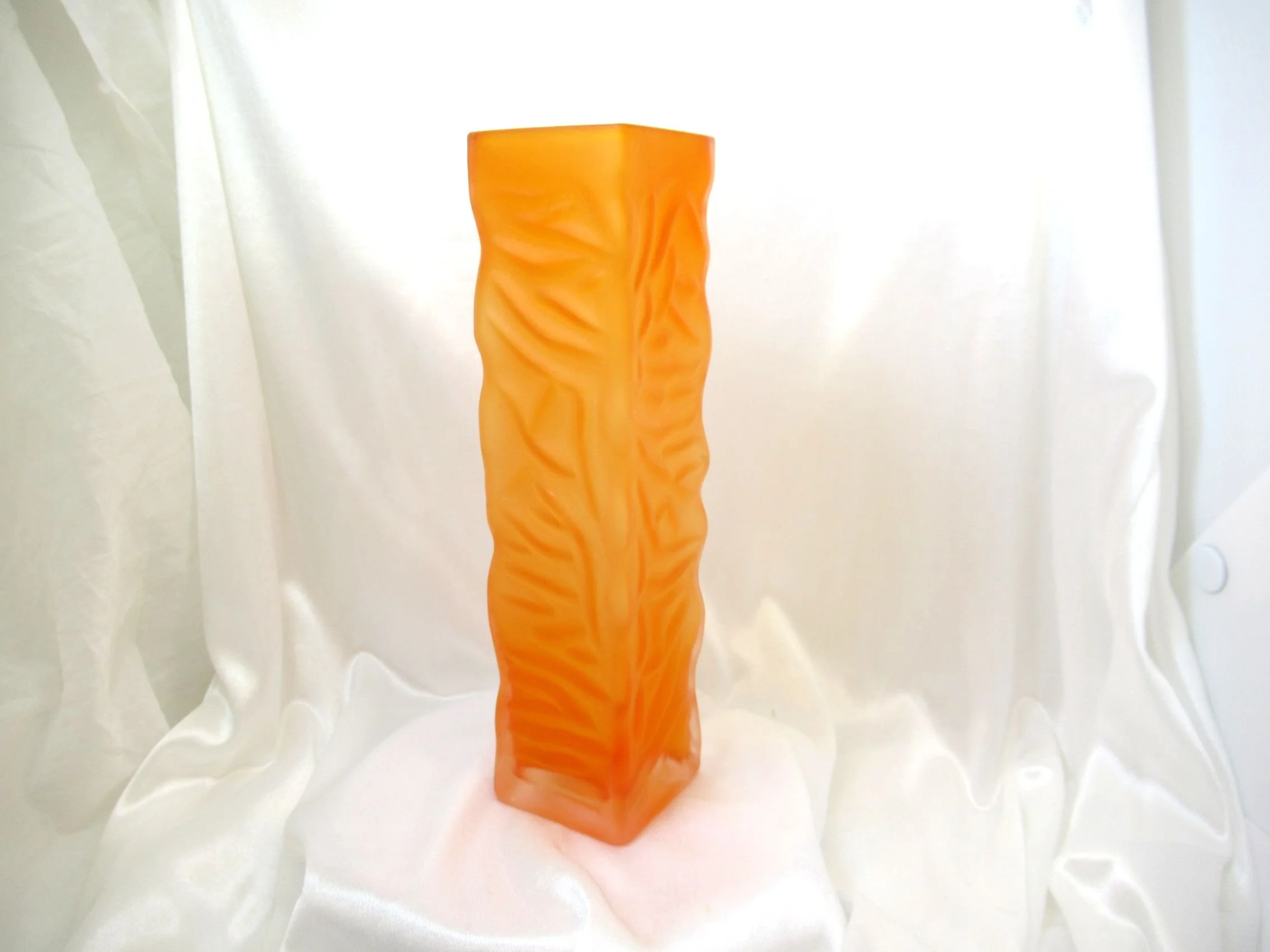 Rosies Vintage and Nik Naks Vintage Mid -Century Tajima Art Glass Textured Tangerine Cased Glass Vase Japan