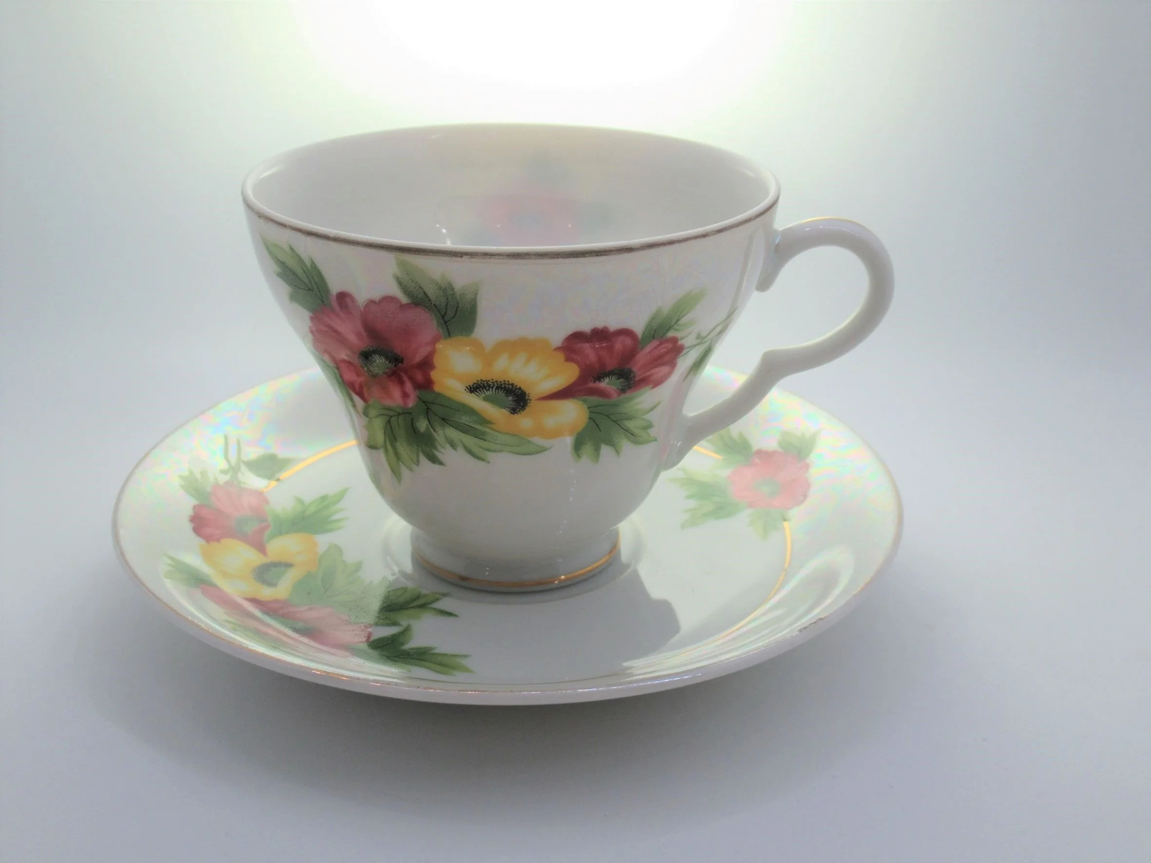 Beautiful Kent Pottery Red Poppy Tea Cup And Saucer Set | UK