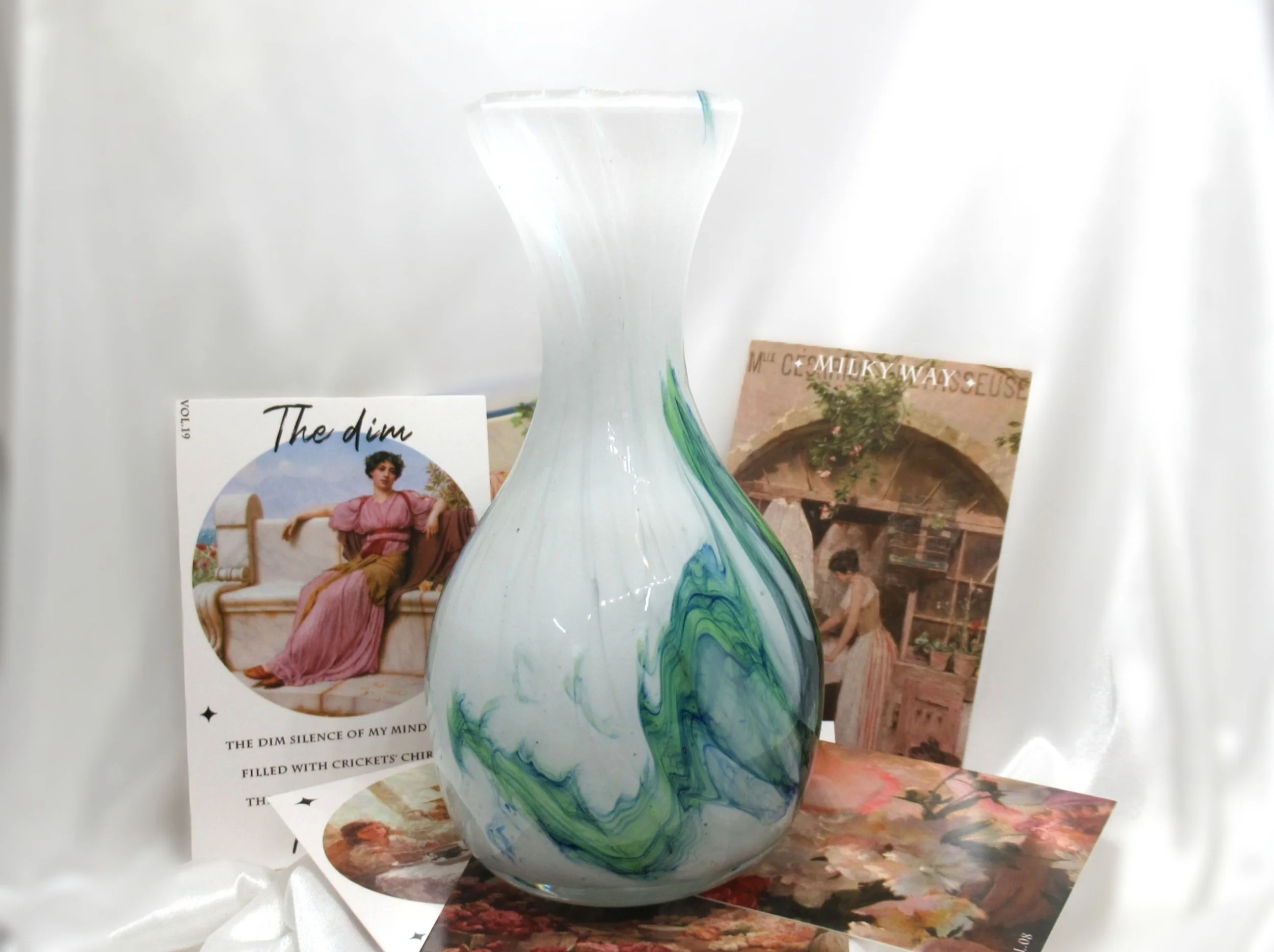 Rosies Vintage and Nik Naks Vintage Murano Venetian Style Art Glass Vase Opaline Turquoise Cased Glass.