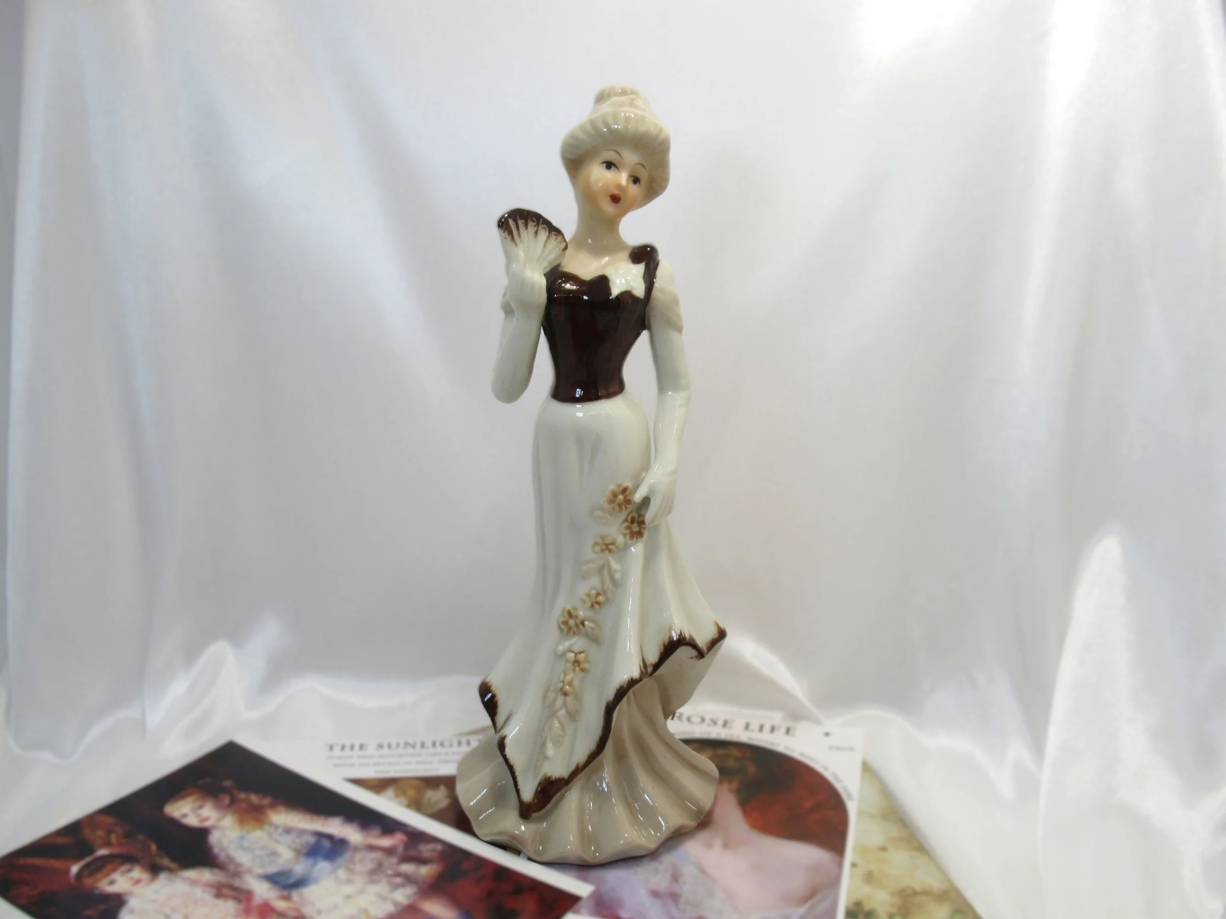 Vintage Statuette Tall Figural Lady At The Ball  Mid Century Porcelain Décor.