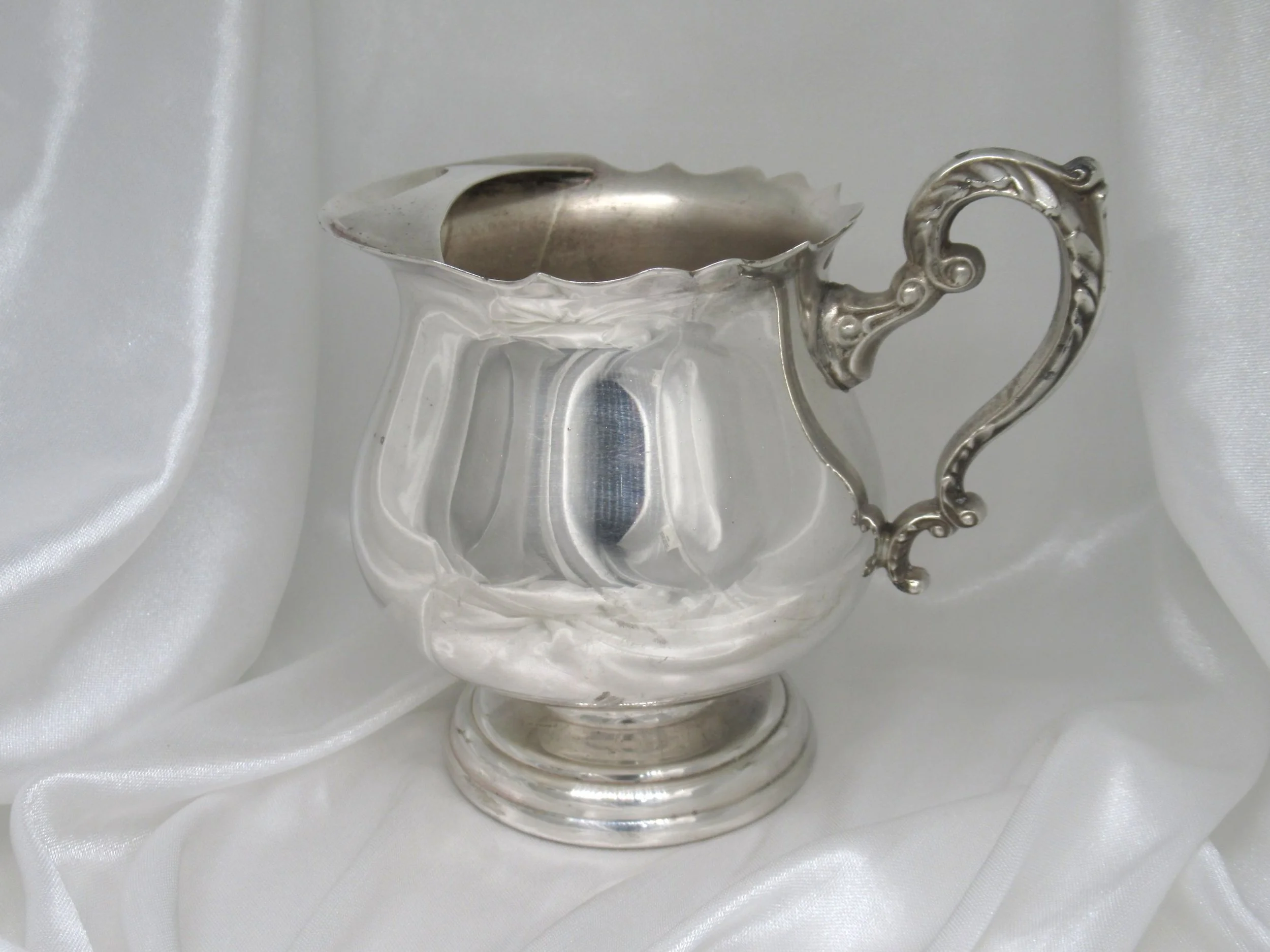 Vintage Mid-Century Silver-Plated Victorian Creamer Jug With Ice Guard.