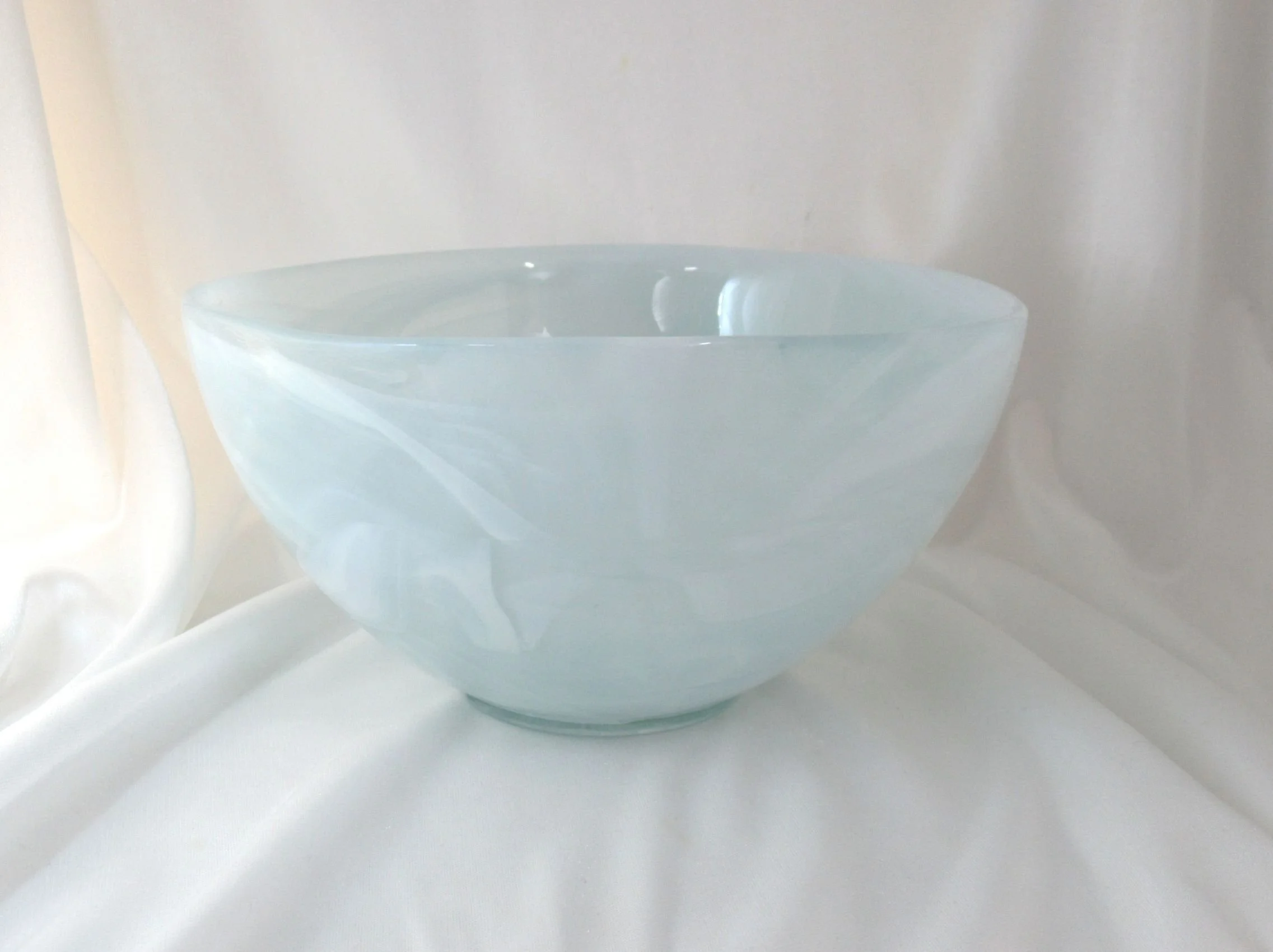 Rosies Vintage and Nik Naks Vintage 1980s ALBI Spain Recycled Art Glass Sky Blue Medium Accent Bowl.