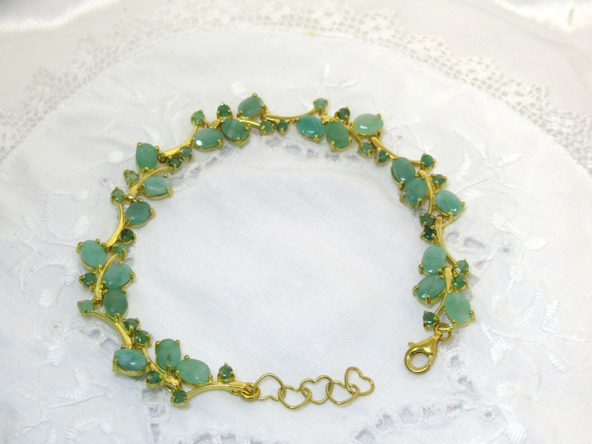 Sterling Silver 925 Green Emerald Bracelet 6 x 4 mm Natural Gemstone Fine Jewellery.