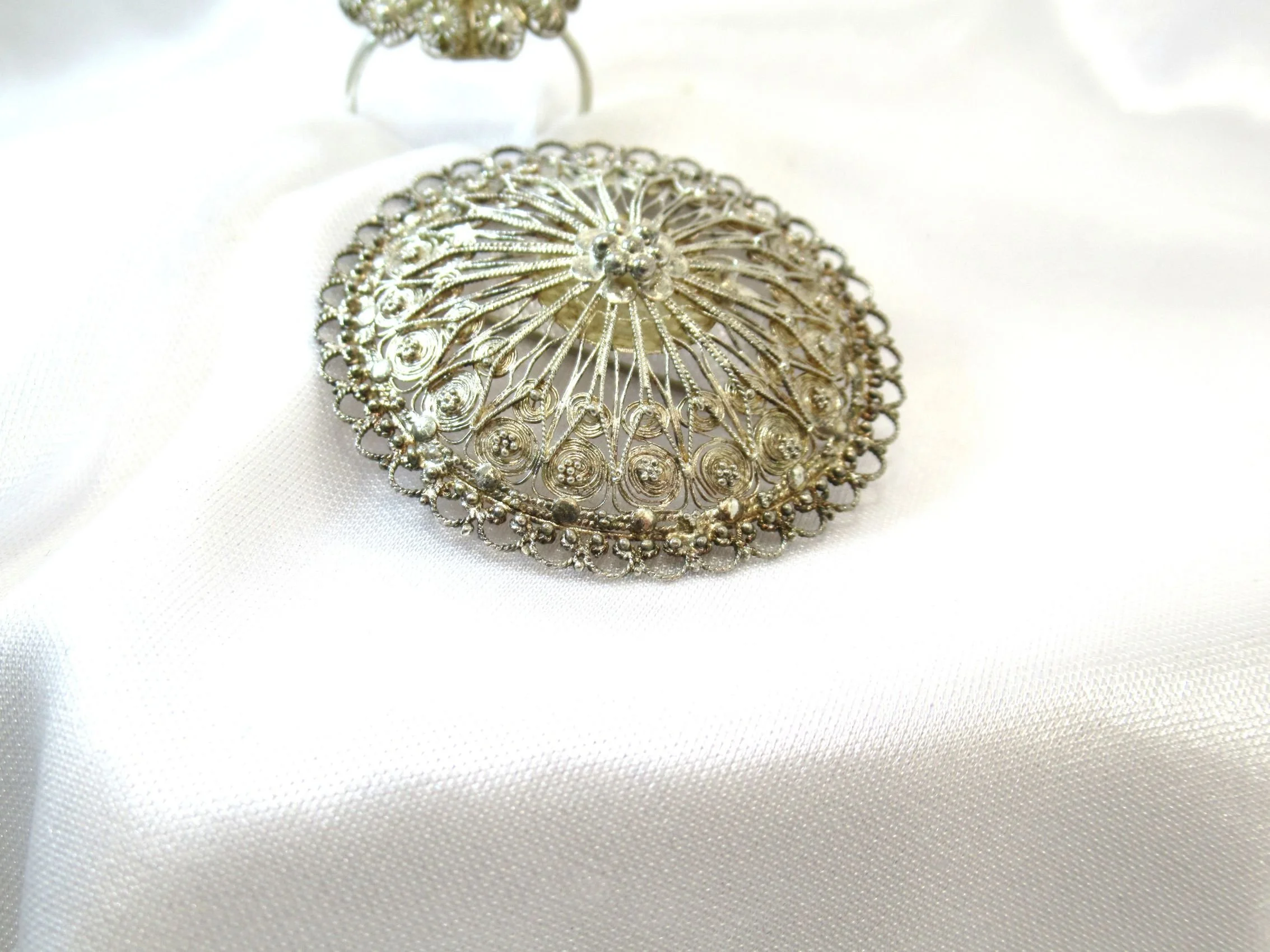 Rosies Vintage and Nik Naks Vintage Silver Filigree  Cannetille Open Wire Brooch and Ring