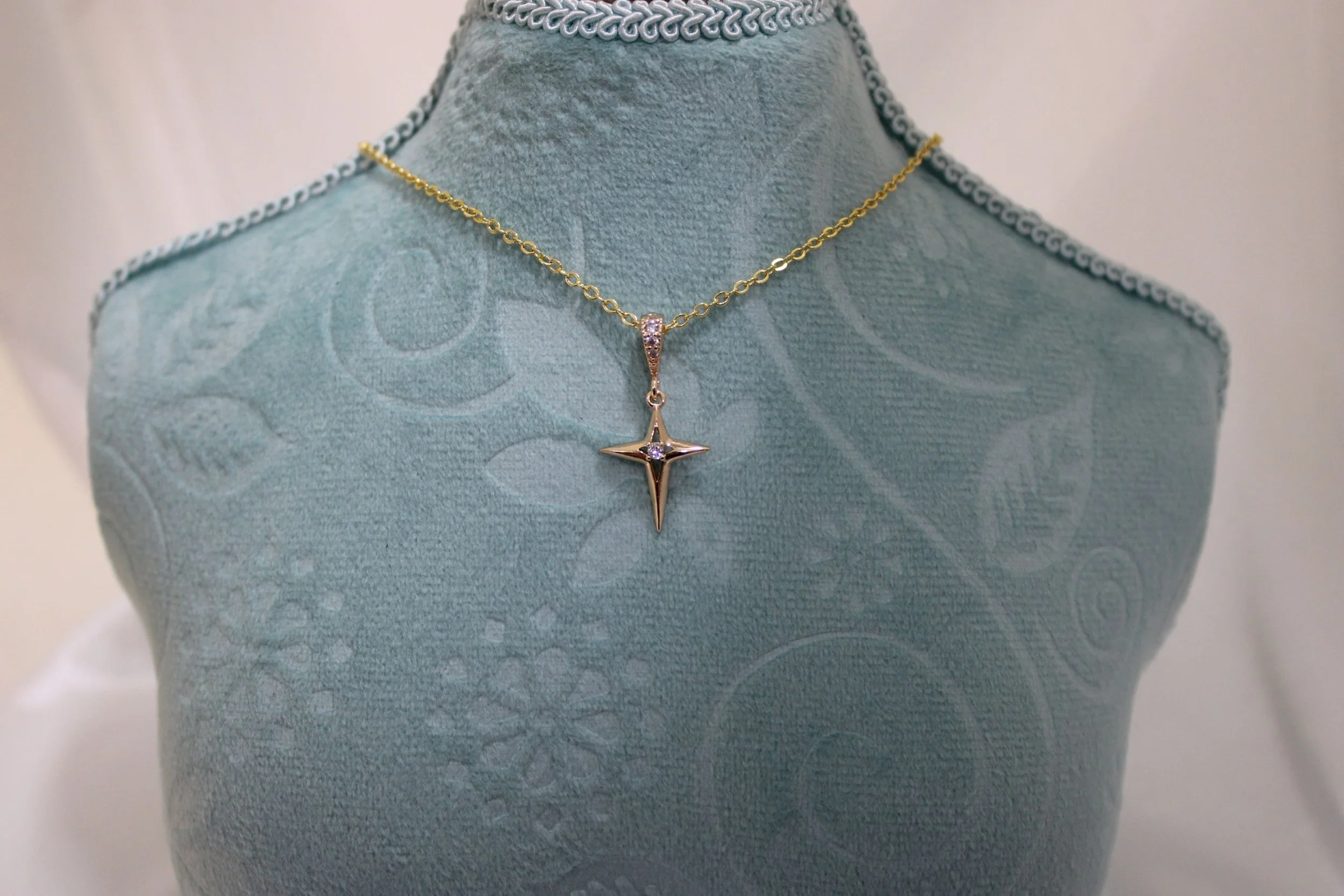 Rosies Vintage and Nik Naks Gold -Plated North Star Necklace | CZ Celestial Jewellery.