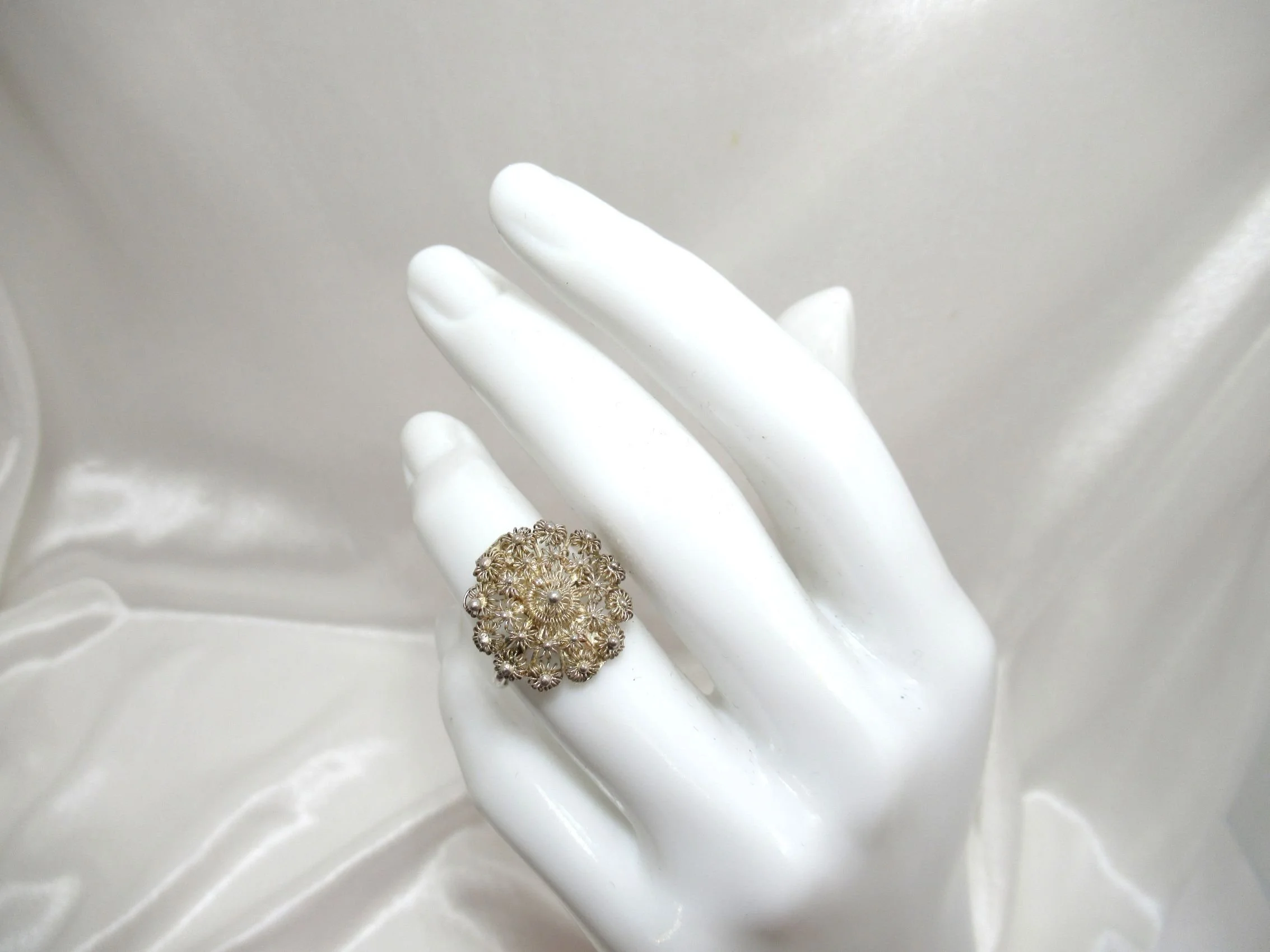 Rosies Vintage and Nik Naks Vintage Silver Filigree  Cannetille Open Wire Brooch and Ring