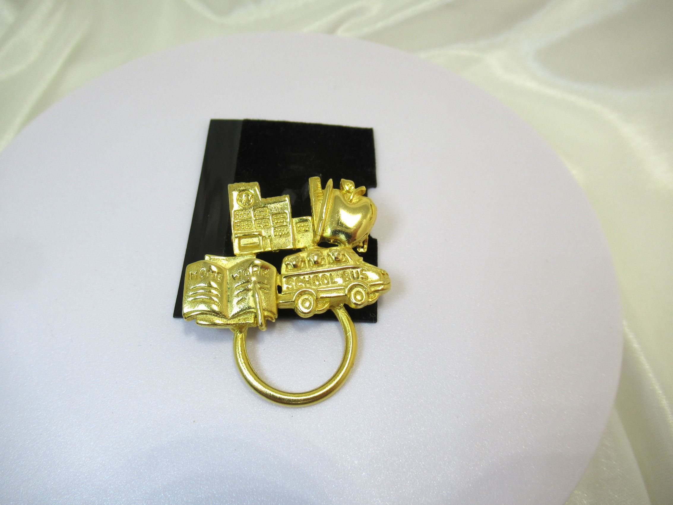 Rosies Vintage and Nik Naks Vintage Ultra Craft School Teacher Brooch - Gold Plated Schoolhouse Pin USA
