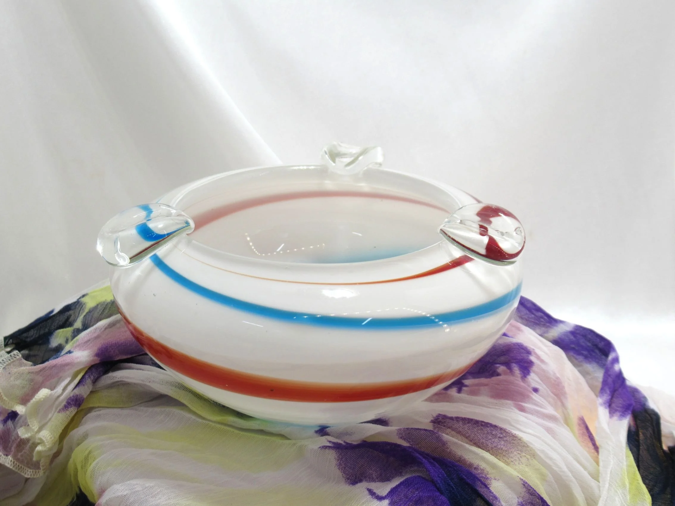 Vintage Murano Art Glass Ashtray - Mid-Century Opaline Dish