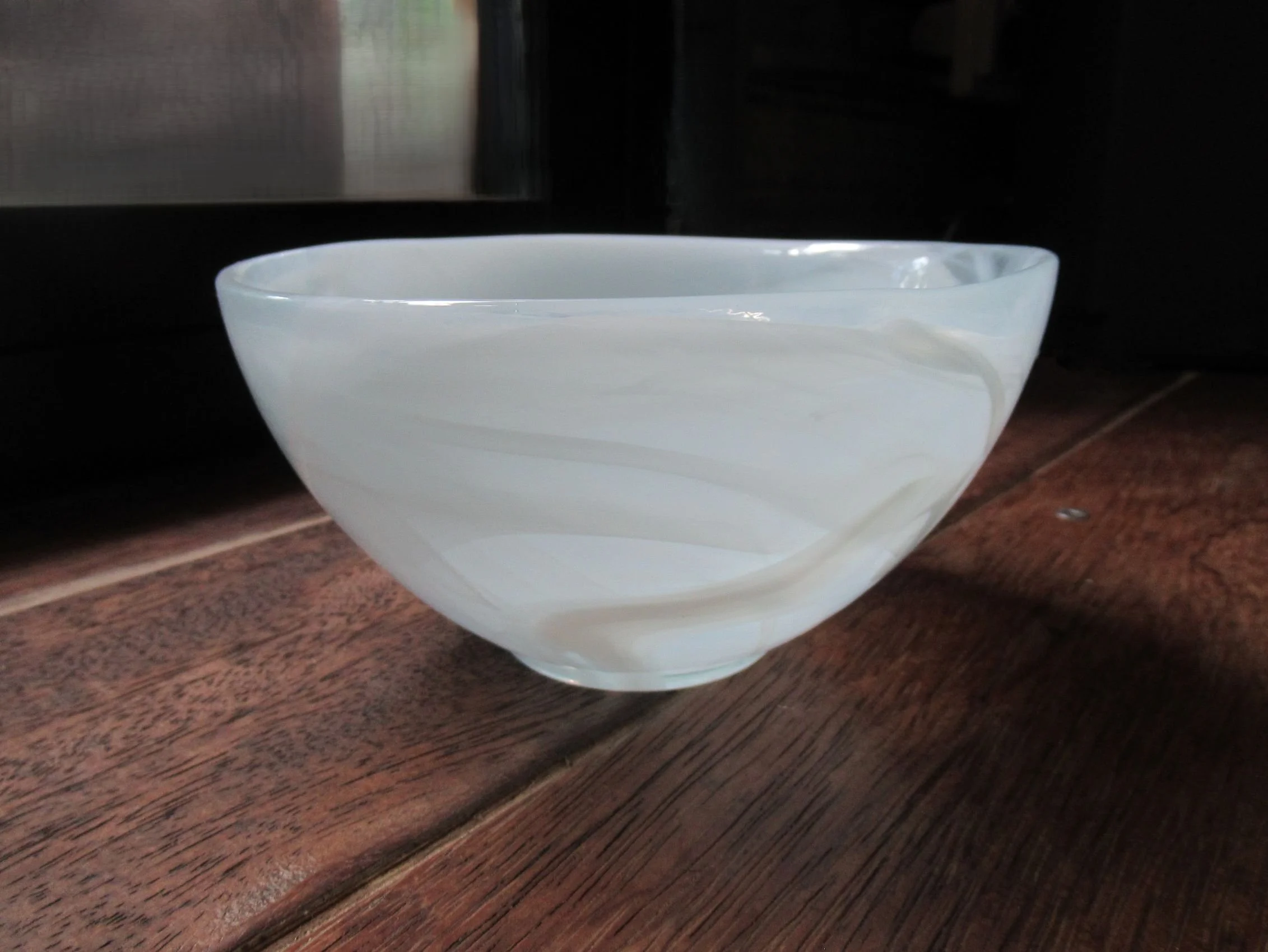 Rosies Vintage and Nik Naks Vintage 1980s ALBI Spain Recycled Art Glass Sky Blue Medium Accent Bowl.