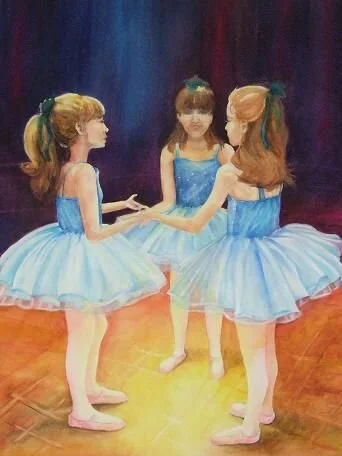 Acrylic on canvas 24x36" Three Ballerina's