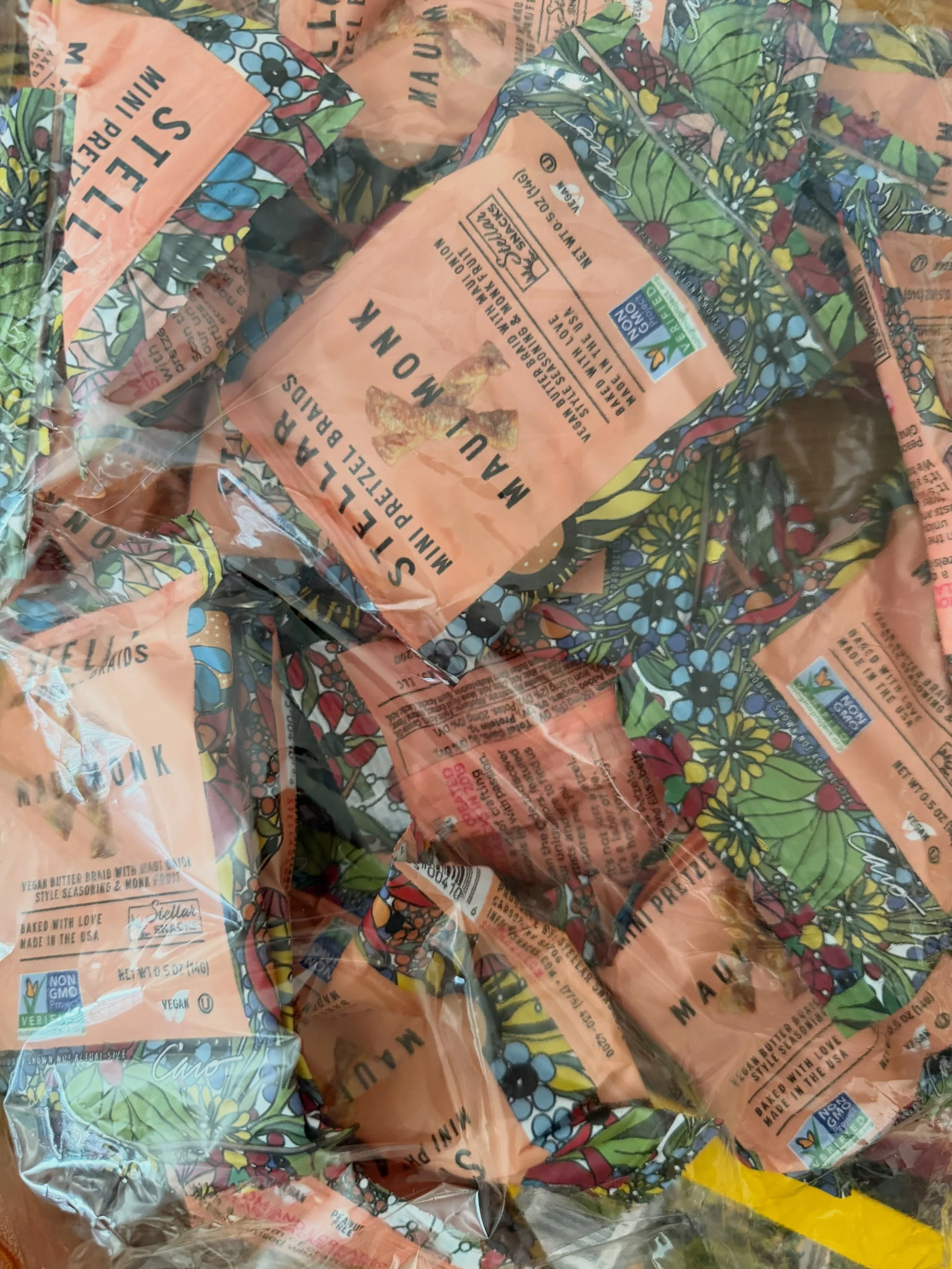 When your 14 yr old charms the Southwest Airlines flight attendant, you end up with a lifetime supply of pretzels 🥨😅✈️ (Literally gave us the entire bulk bag!)