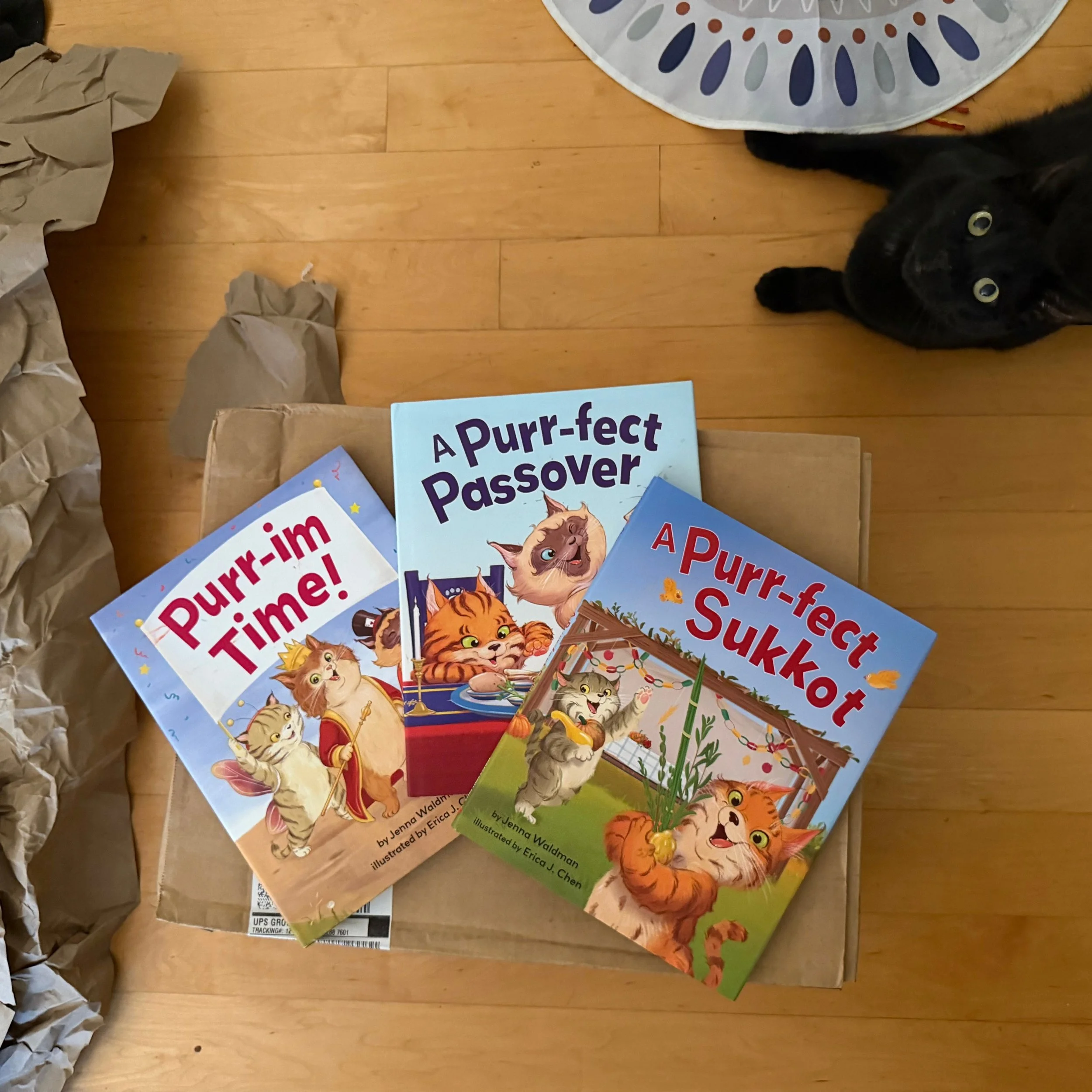 Author copies of A Purr-fect Sukkot were meowing at my door last night! (Pawing at doors everywhere on 9/1/26)  

It's always amazing to see the final product, it looks wonderful @art_by_ejc and @applesandhoneypress ! 😻

  As always, signed copies a