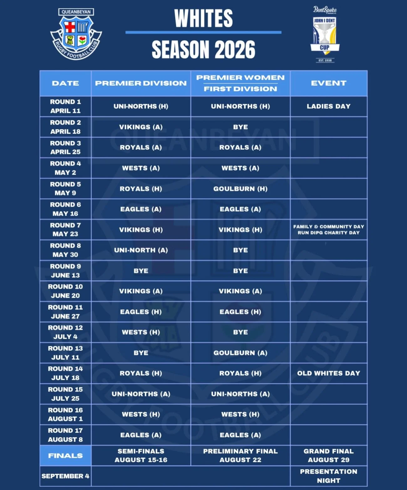 Mark your diaries. Season 2026 is coming.
Our Community | Our Club | Our Queanbeyan.