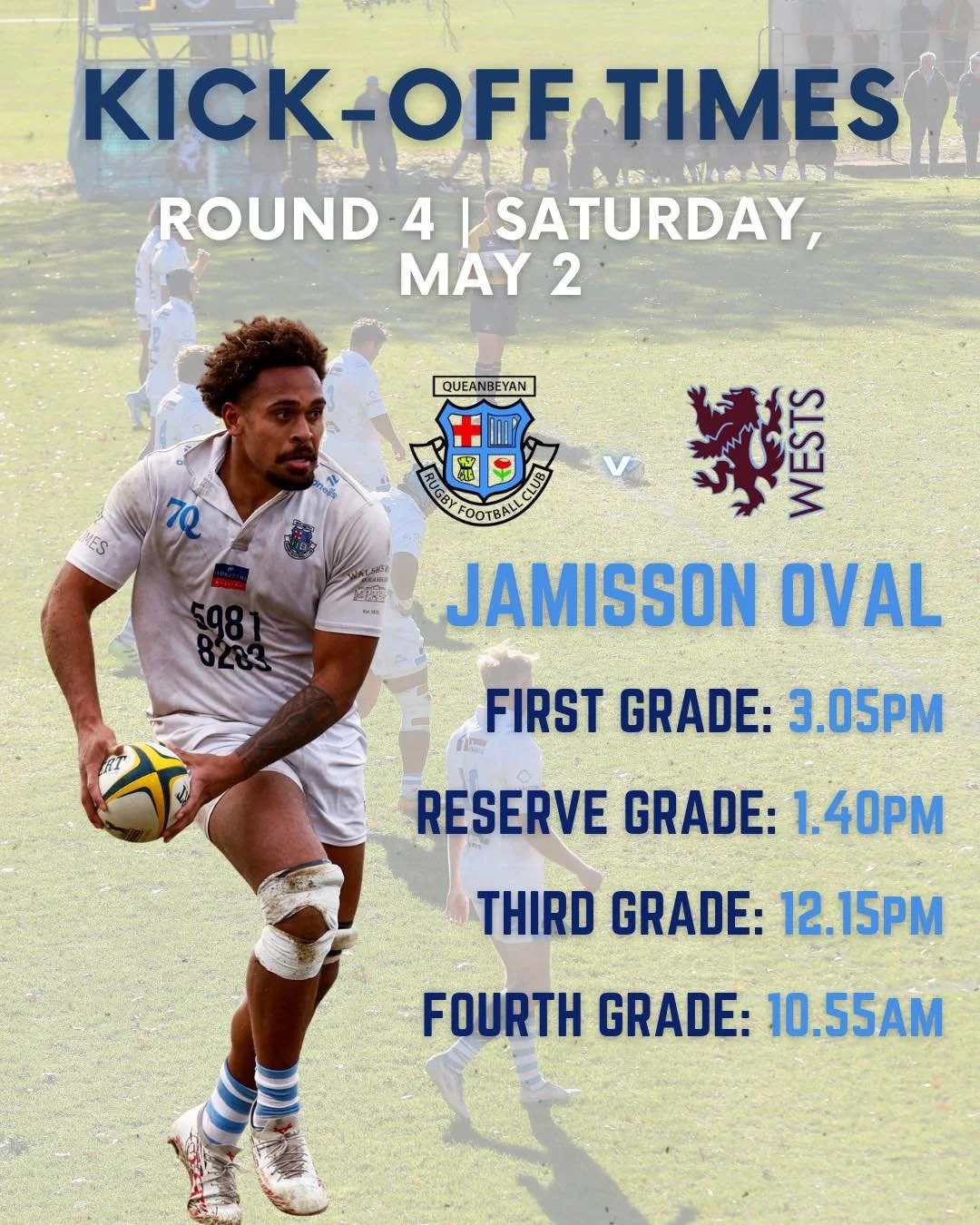 Round 4 at Jamison Oval! Game times back to usual and Colts with a bye