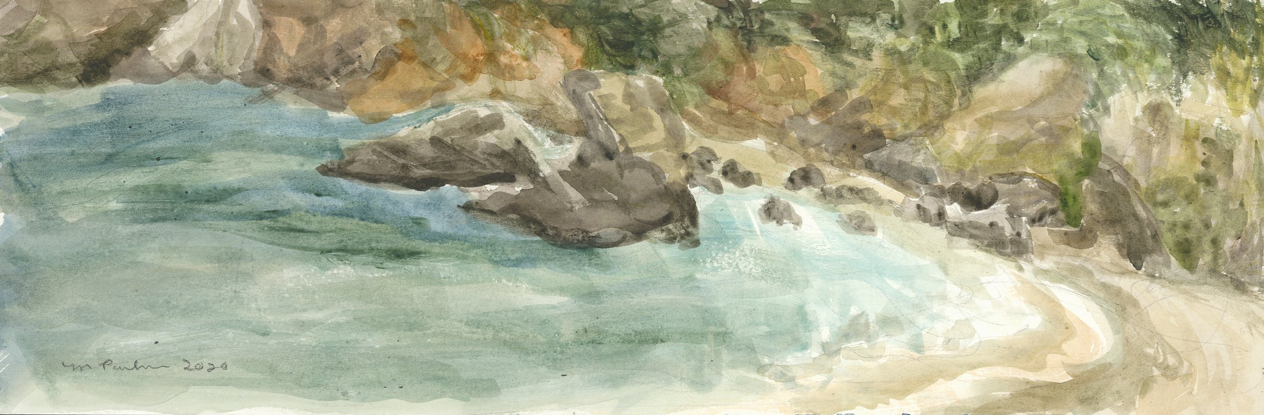 Watercolor of Muir Beach