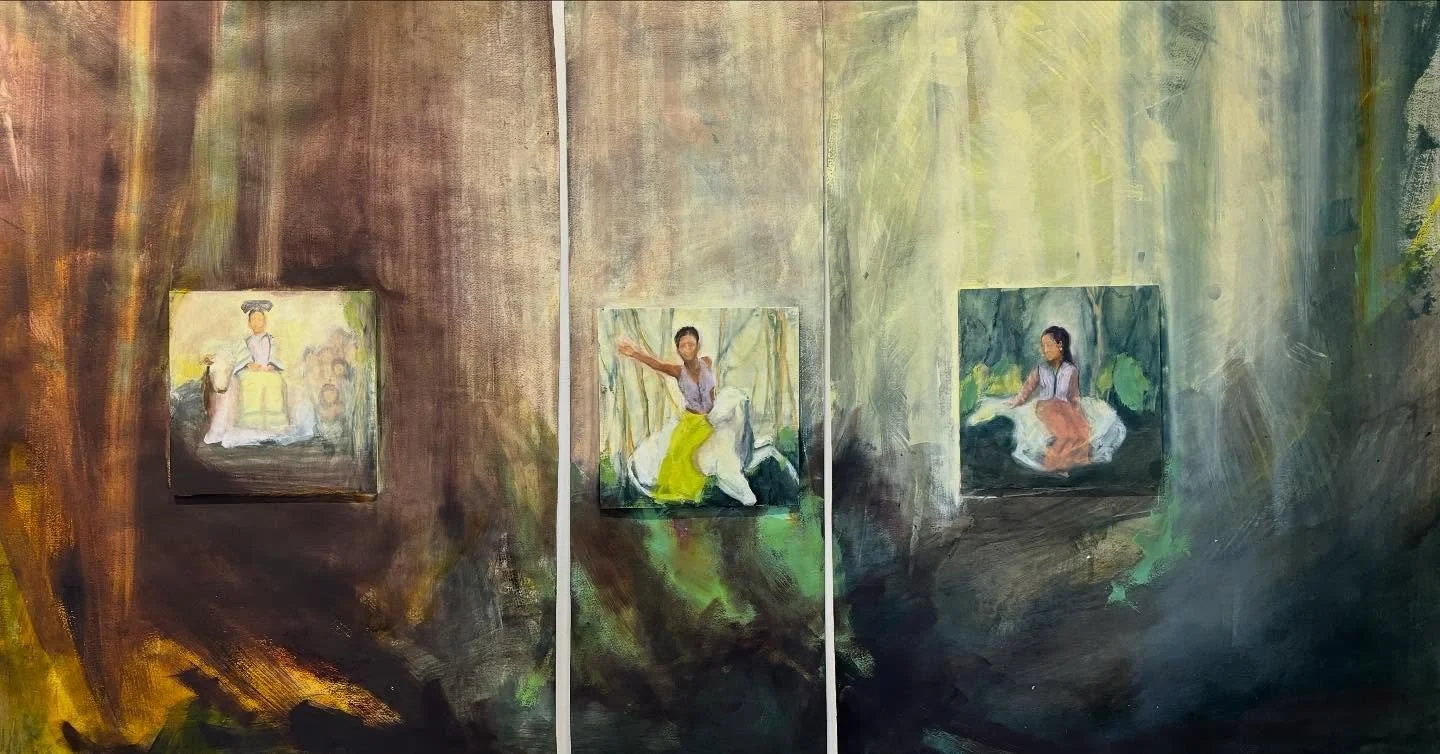 This month in the Beacon Room we have the exhibition Dormiveglia by artist Anne Harmon. Stop by today from 4-7 or Sat &amp; Sun from 12-6pm

This collection of mixed-media paintings explores the impermanence of place and the layered texture of memory