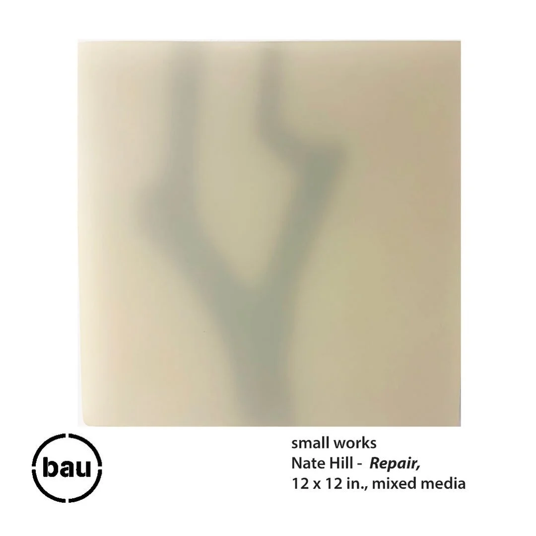 BAU Gallery&rsquo;s newest member artist, Nate Hill, is showing this mixed media work in the member artists Small Works show on view in the Beacon Room until March 8th. We look forward to seeing more of Nate&rsquo;s work! #bauartist #contemporarygall