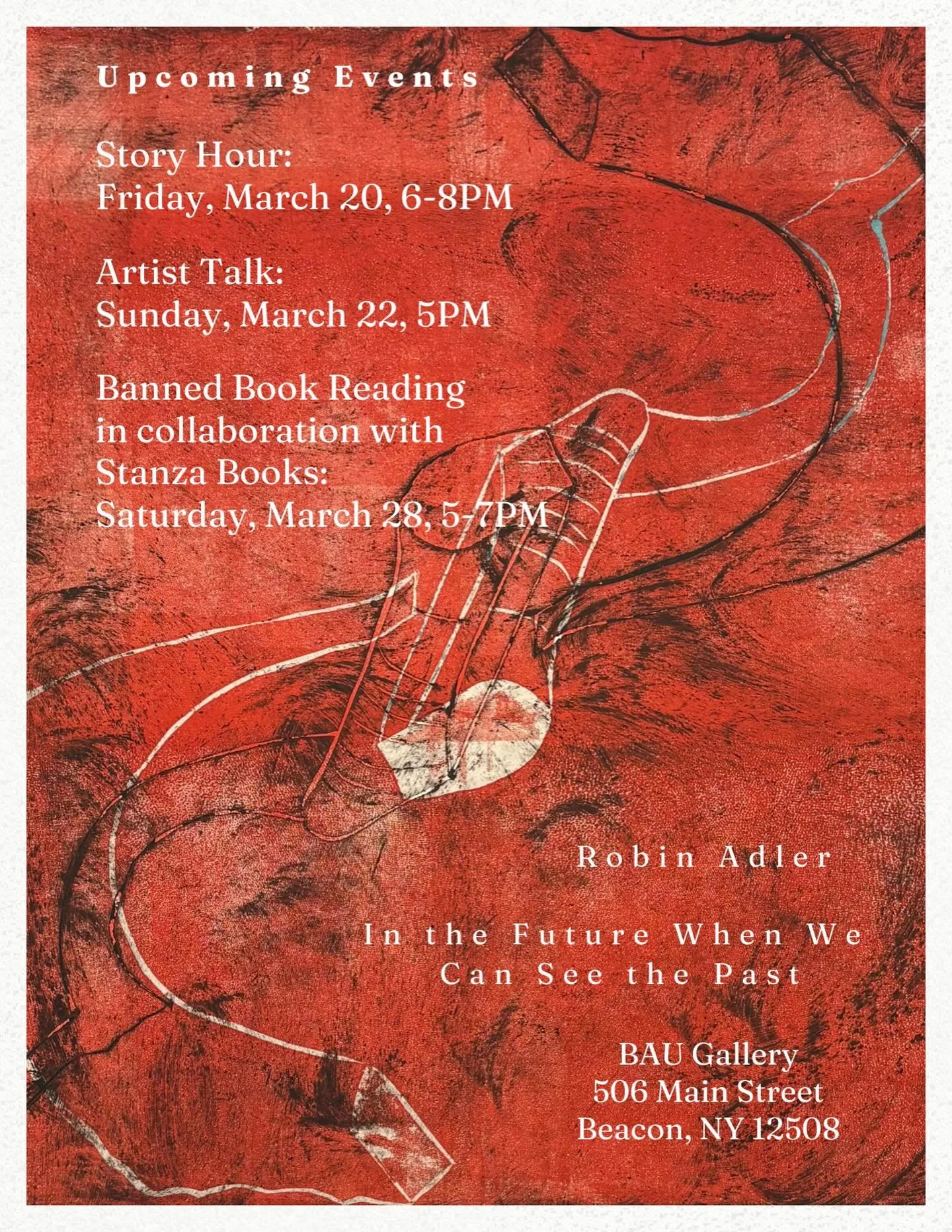 Mark your Spring calendar for some upcoming events in conjunction with Robin Adler&rsquo;s exhibit, In the Future When We Can See the Past! 🌷🐰

1️⃣ A Moth-inspired storytelling event is first up, on Friday, March 20, 6-8PM

Have a story to tell? Br