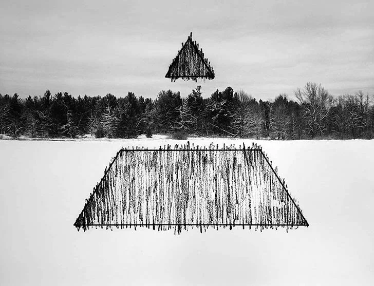 "Treeline with Icon," 2025, gelatin silver print, 20 in. x24 in.
