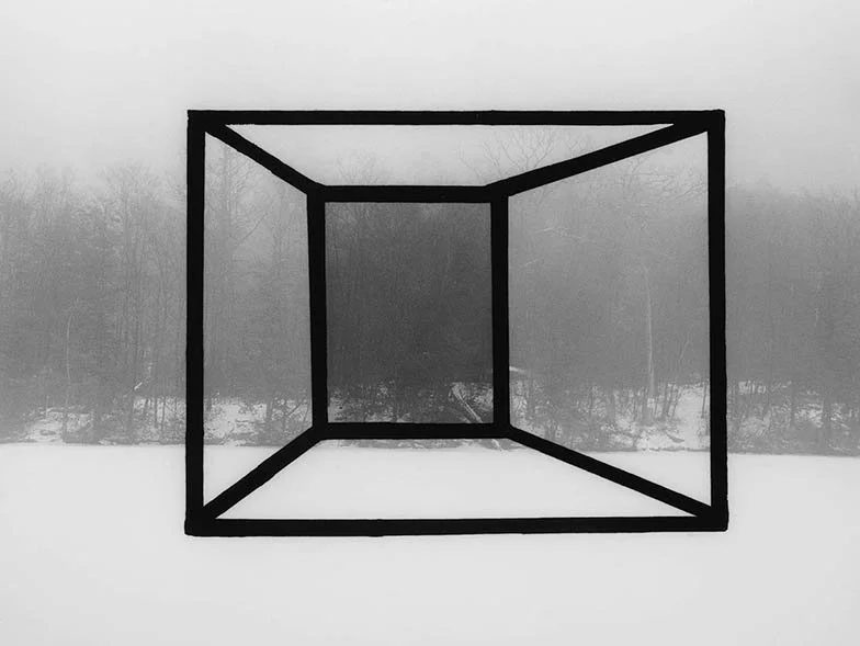 "Treeline on Canopus Lake with Fog," 2025, gelatin silver print, 20 in. x 24 in.